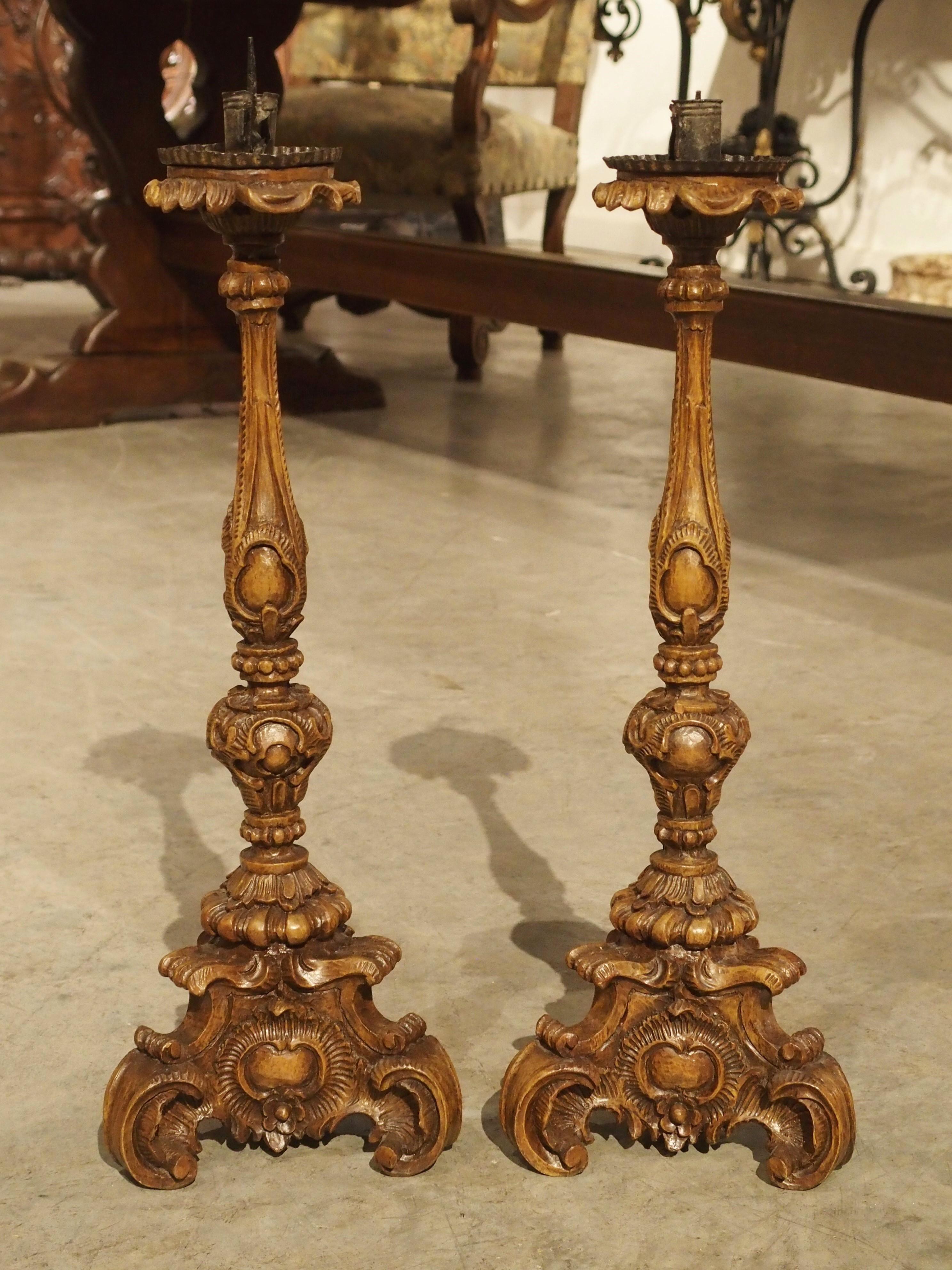 Superb Pair of Finely Carved 18th Century French Candlesticks 2