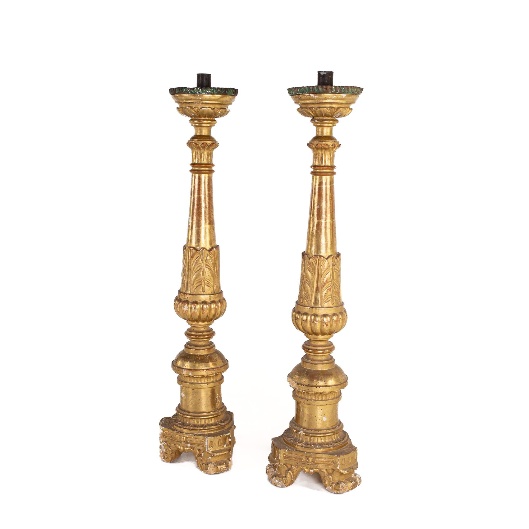 Modern Superb Pair of Finely Carved French Candlesticks For Sale