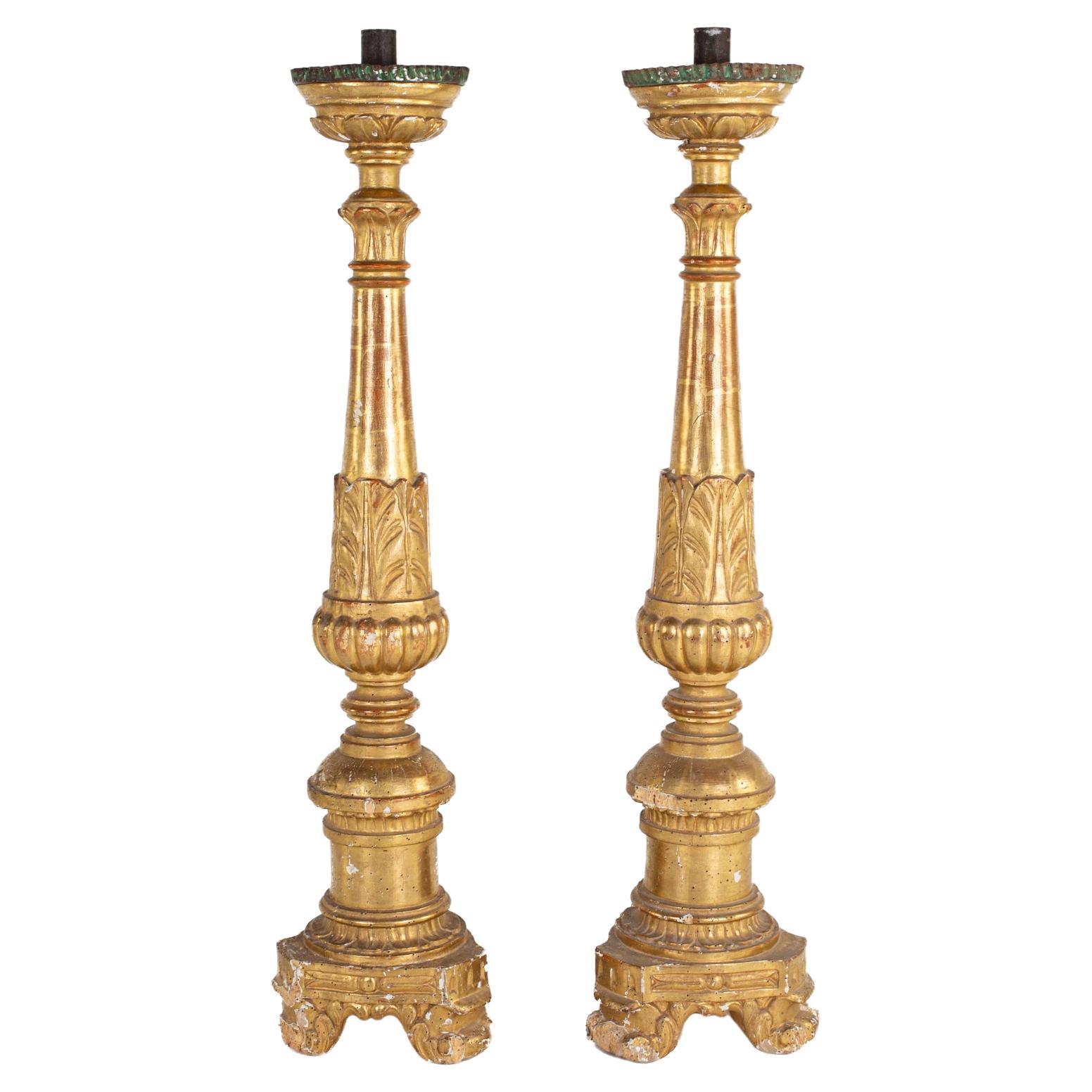 Superb Pair of Finely Carved French Candlesticks
