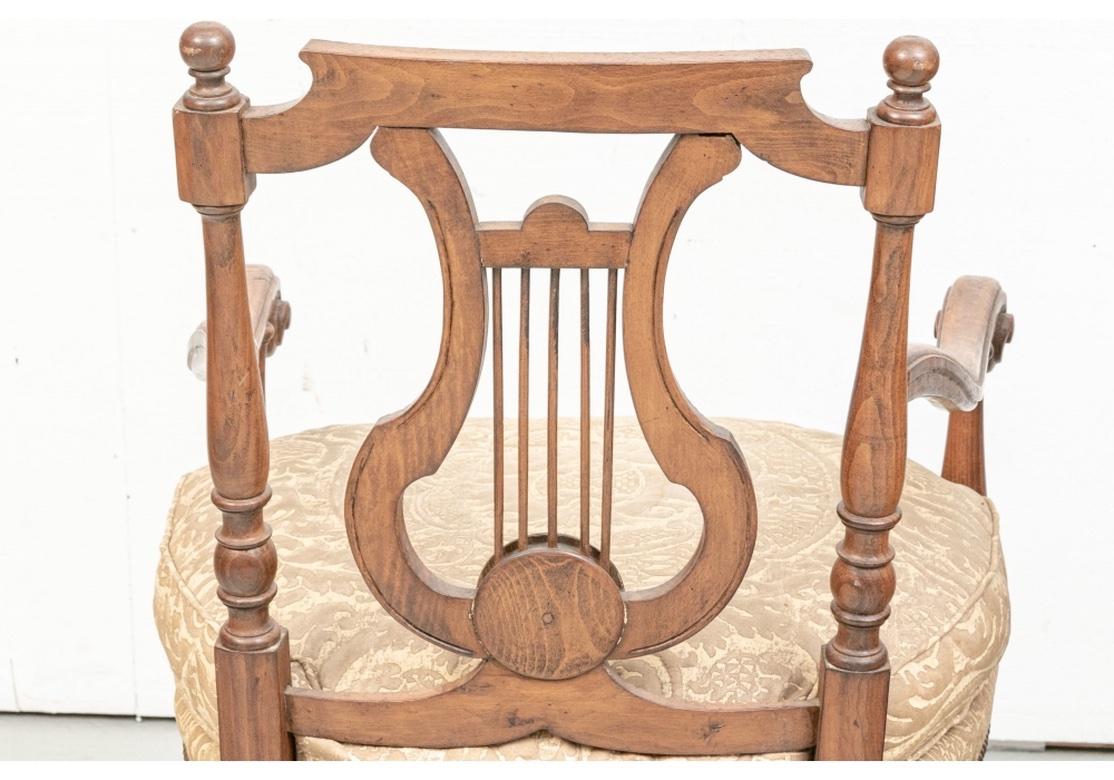 Superb Pair of French Country Style Lyre Back Armchairs For Sale 3