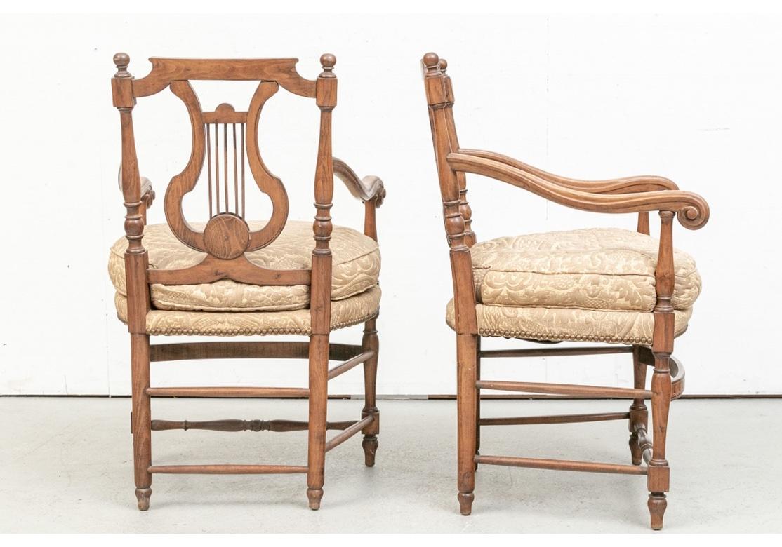 French Provincial Superb Pair of French Country Style Lyre Back Armchairs For Sale