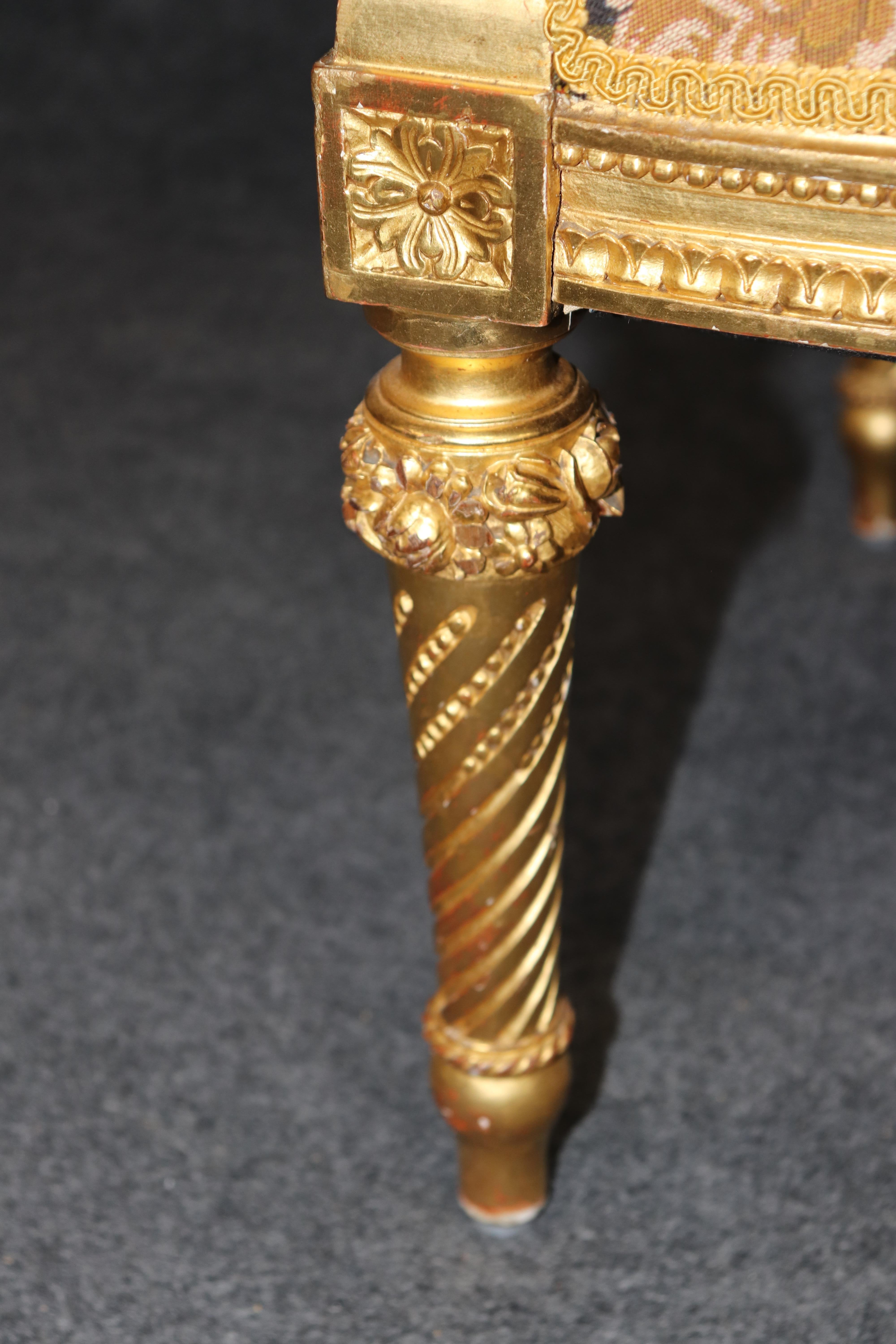 Superb Pair of Gold Leaf Gilded French Louis XVI Style Armchairs with Birds In Good Condition For Sale In Swedesboro, NJ