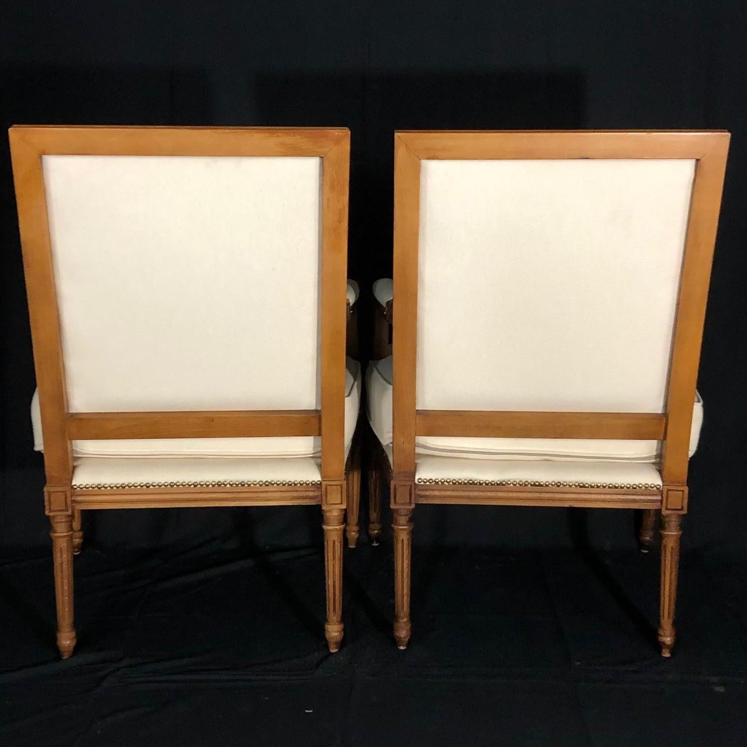 Superb Pair of Italian Carved Walnut Armchairs Bergeres with New Upholstery In Good Condition In Hopewell, NJ