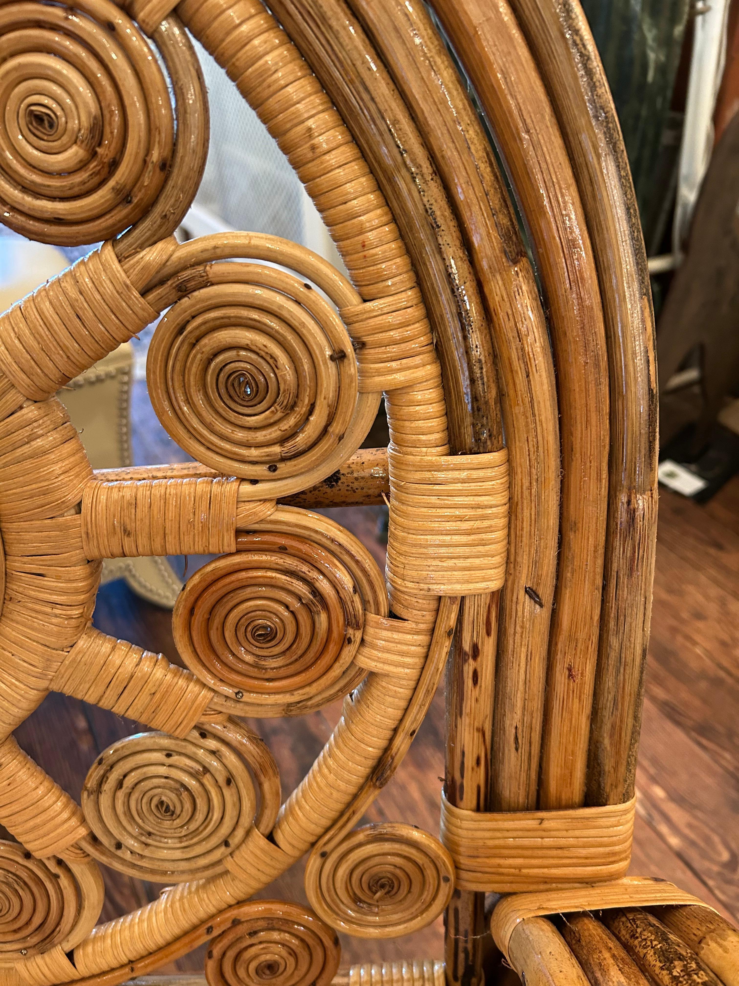 Philippine Superb Pair of Large Ornately Decorative Lacquered Rattan & Bamboo Club Chairs For Sale