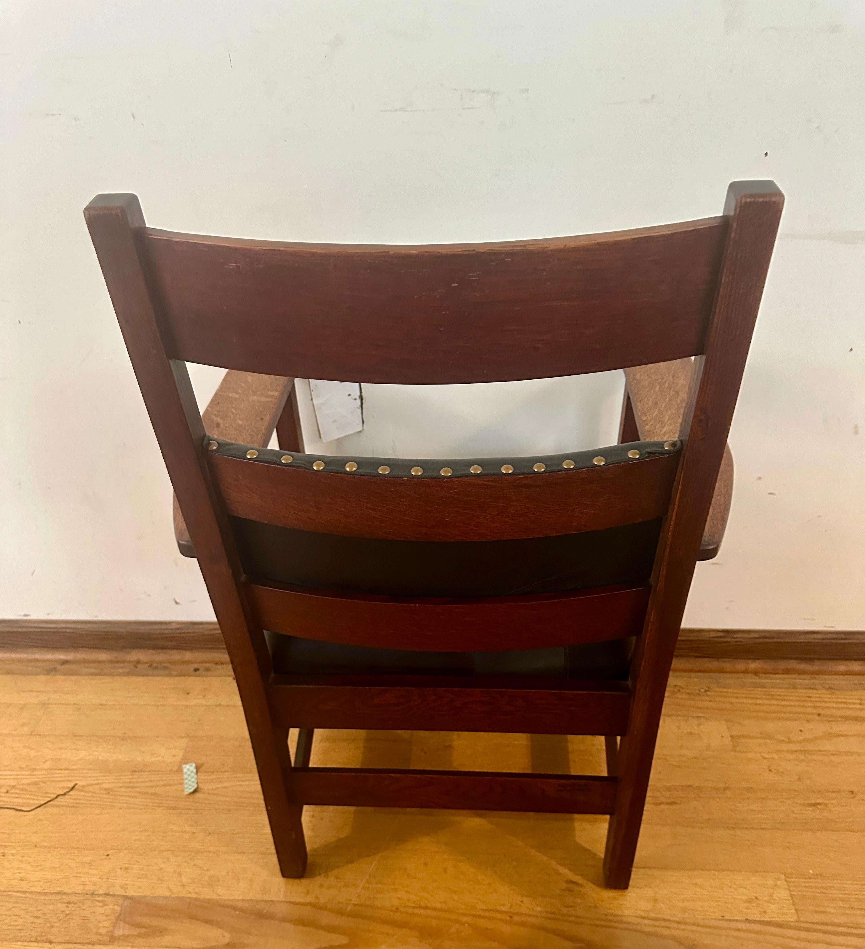 Arts and Crafts SUPERB Pair of L&JG Stickley Chairs circa 1910 -BRANDED Signed Model 848  w4815