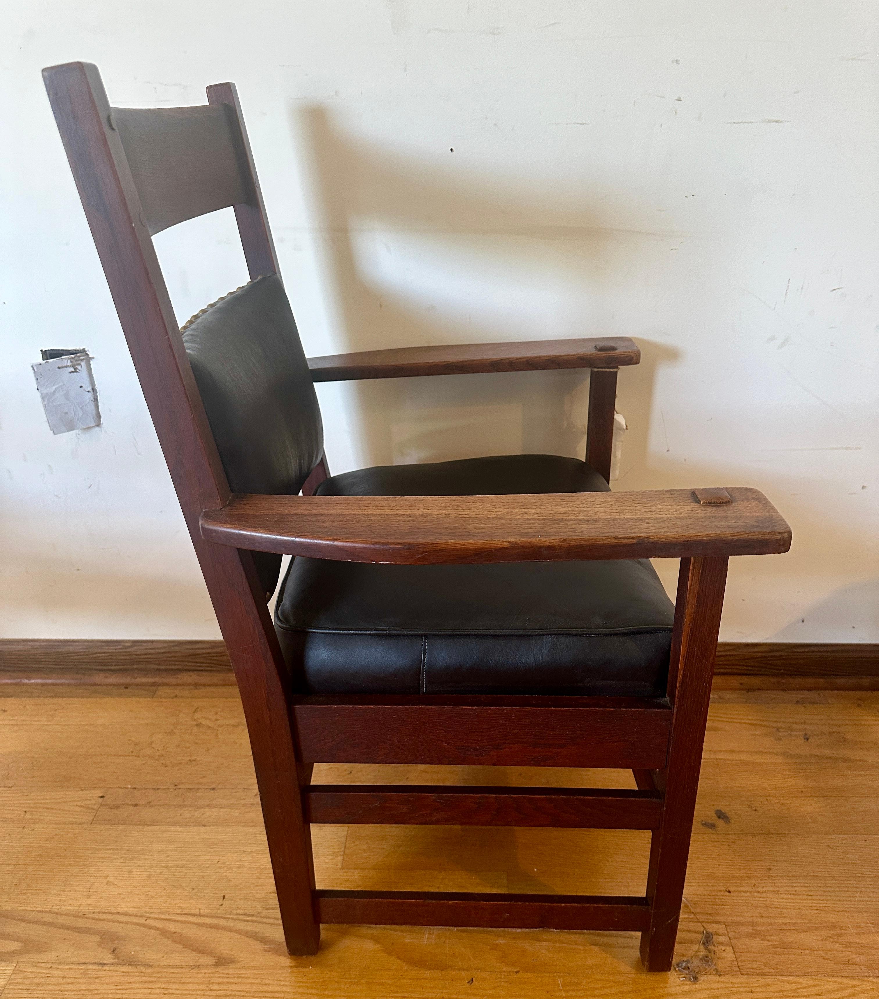 American SUPERB Pair of L&JG Stickley Chairs circa 1910 -BRANDED Signed Model 848  w4815