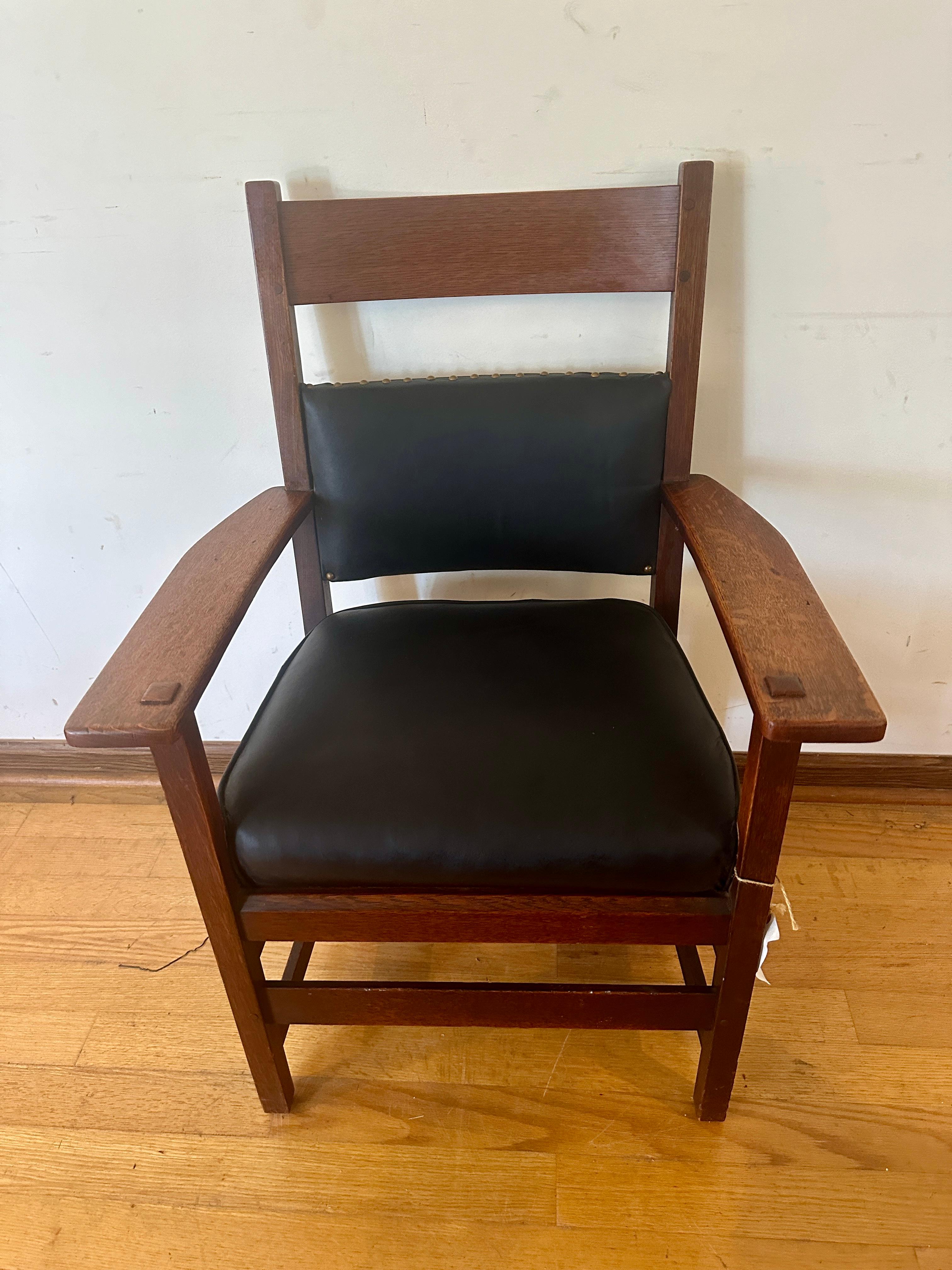 SUPERB Pair of L&JG Stickley Chairs circa 1910 -BRANDED Signed Model 848  w4815 In Good Condition In Shamokin Dam, PA