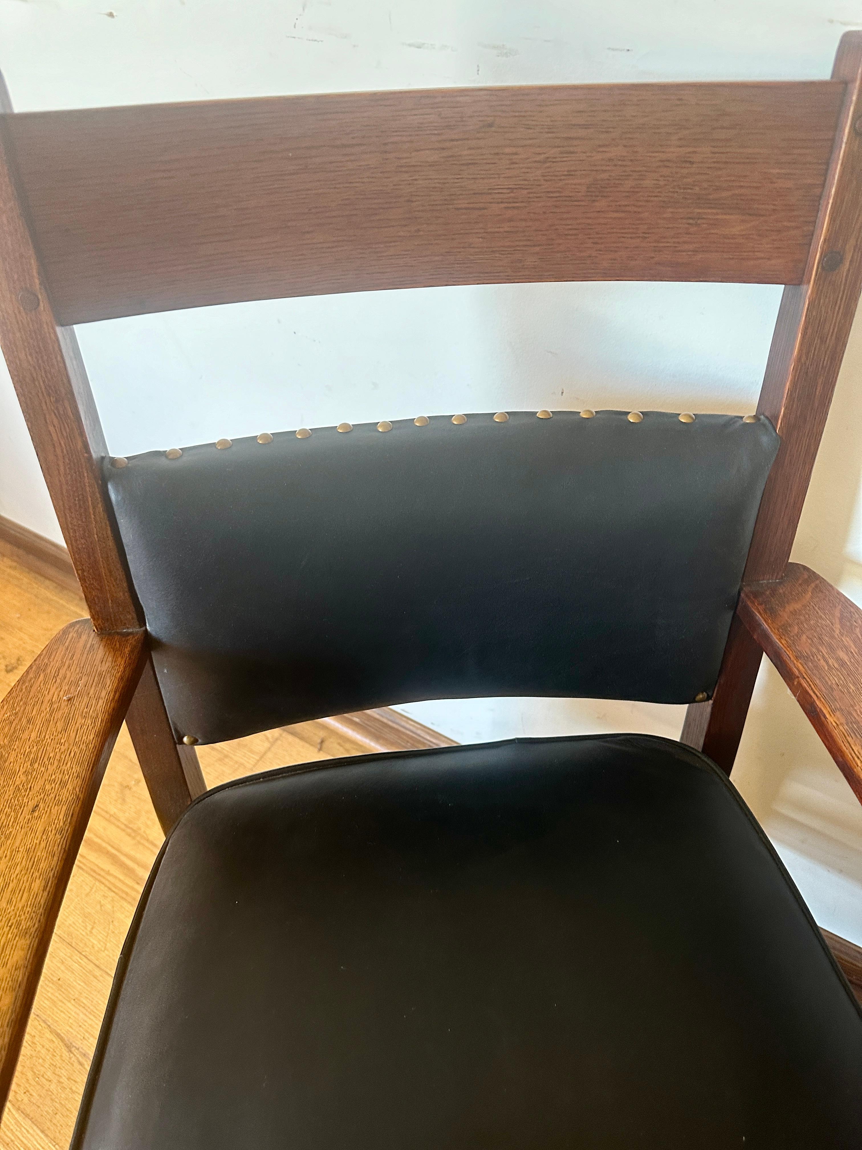 SUPERB Pair of L&JG Stickley Chairs circa 1910 -BRANDED Signed Model 848  w4815 2