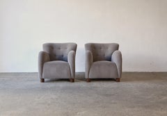 Superb Pair of Lounge Chairs, Newly Upholstered in Pure Alpaca