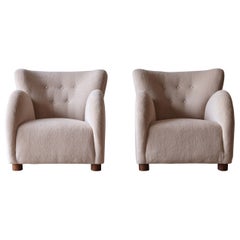 Superb Pair of Lounge Chairs, Newly Upholstered in Pure Alpaca