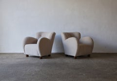 Superb Pair of Lounge Chairs, Newly Upholstered in Pure Alpaca