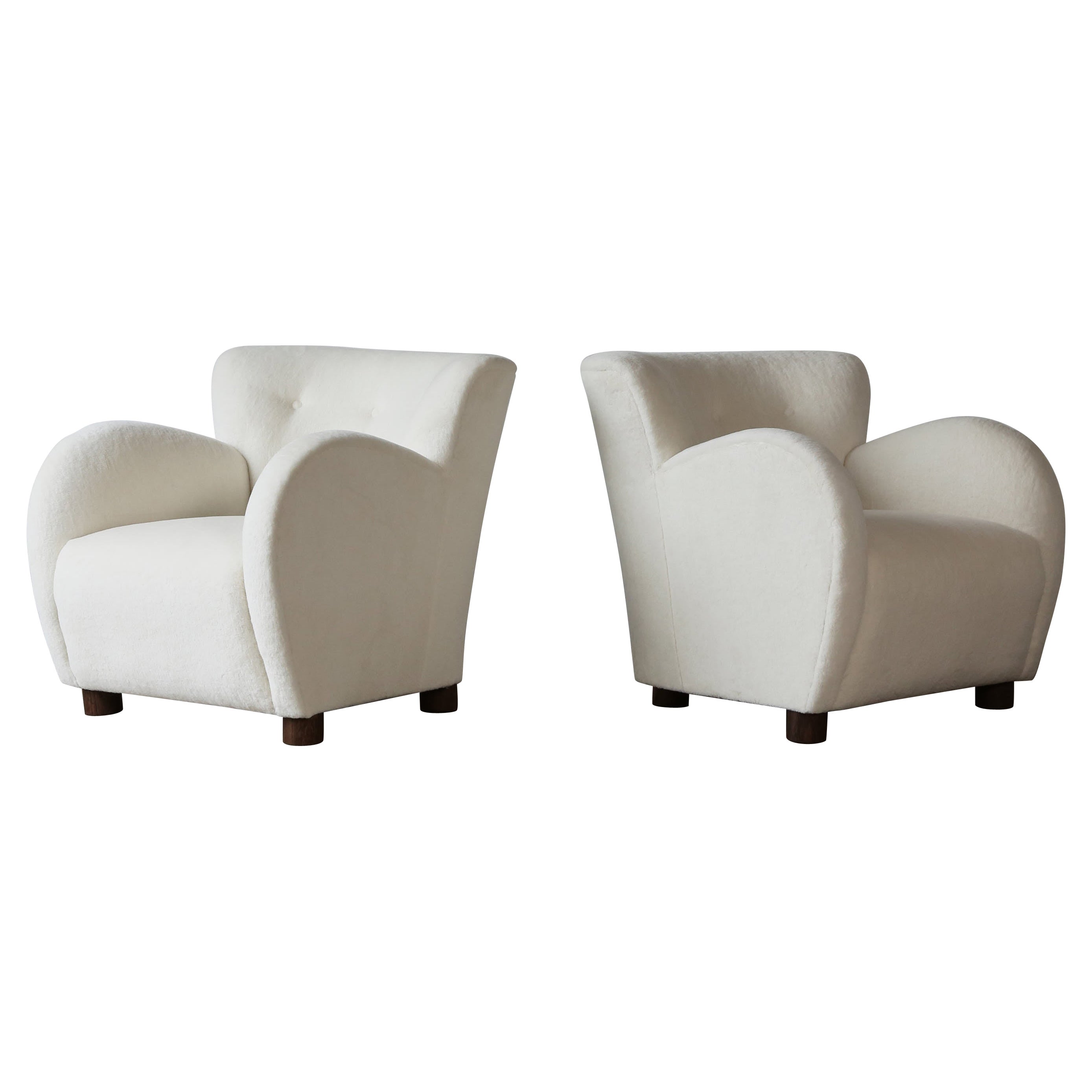 Superb Pair of Lounge Chairs, Upholstered in Pure Alpaca