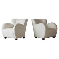 Superb Pair of Lounge Chairs, Upholstered in Pure Alpaca