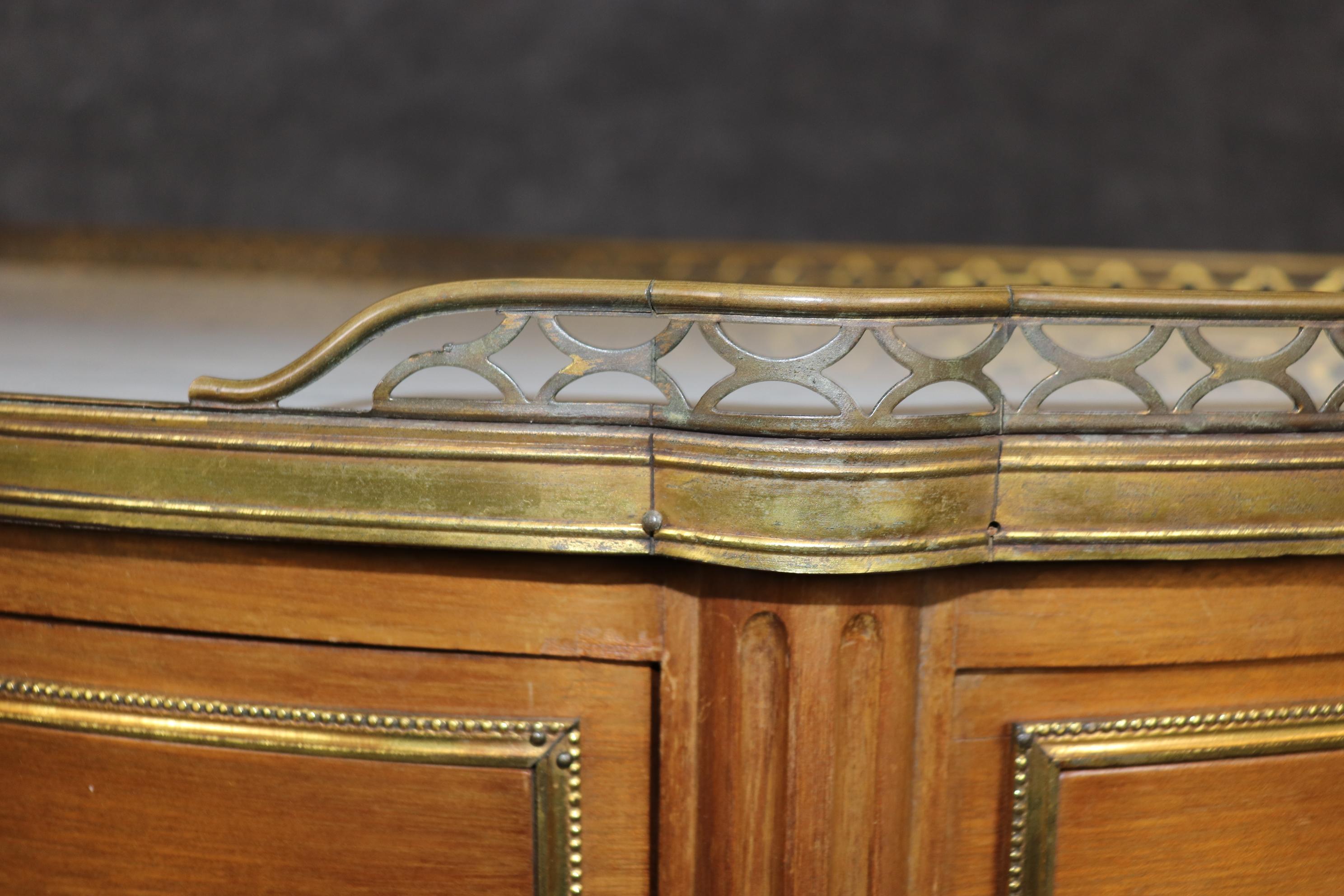  Superb Pair of Marble Top Bronze Mounted French Demilune Console Tables  For Sale 8