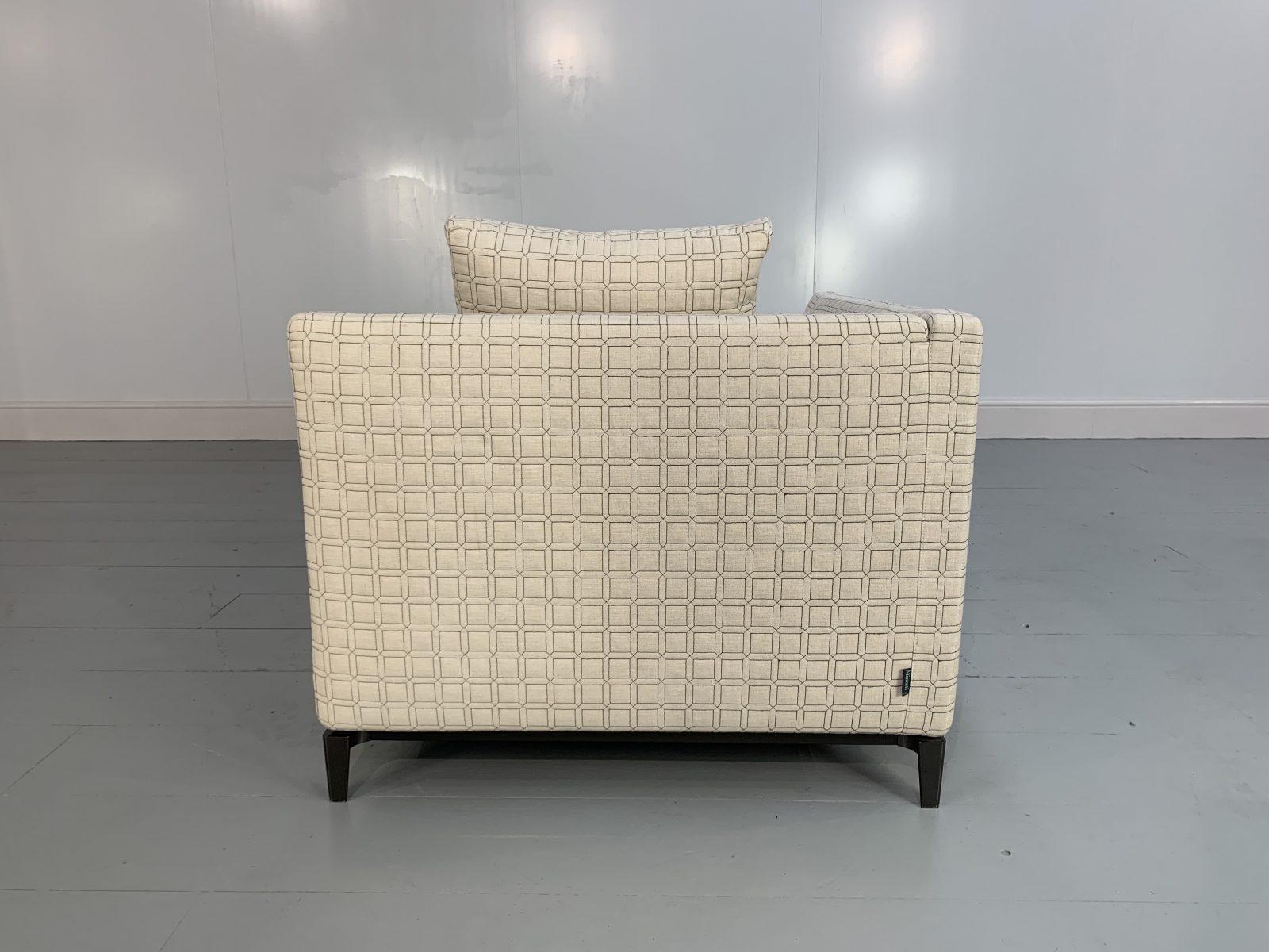 Superbe paire de chaises longues Minotti Andersen en tissu de lin géométrique en vente 4