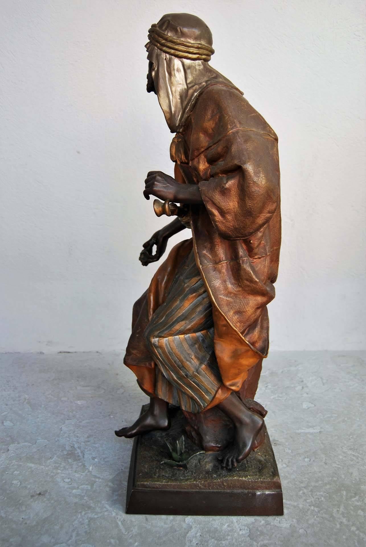 Superb Pair of Orientalist Spelter Sculptures by Anatole Guillot, 19th Century For Sale 5