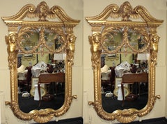 Superb Pair of Ornate Hand Carved Gilt Mirrors