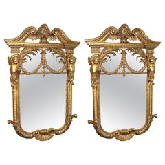 Superb Pair of Ornate Hand Carved Gilt Mirrors