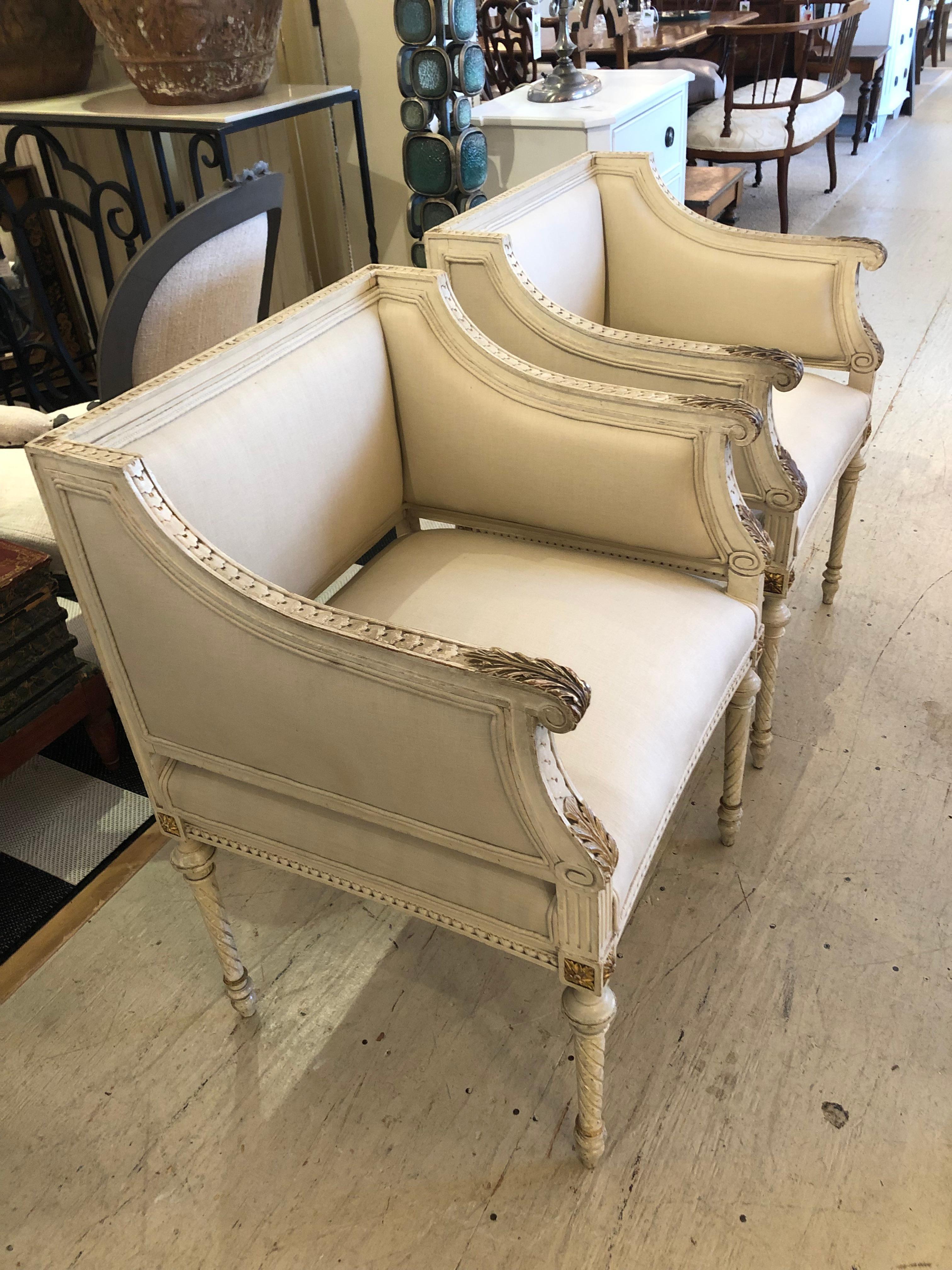 Superb Pair of Paris Square Shaped Club Chairs For Sale 6