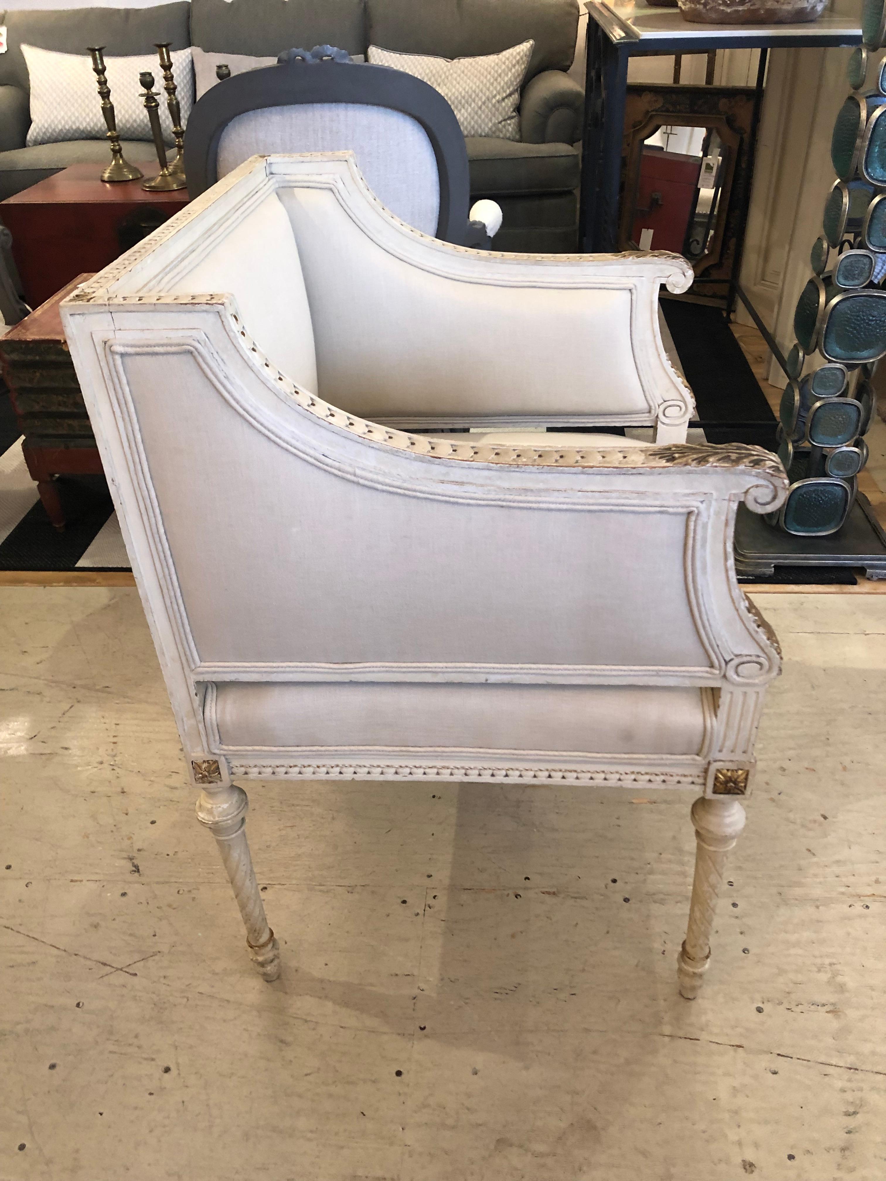 Louis XVI Superb Pair of Paris Square Shaped Club Chairs For Sale