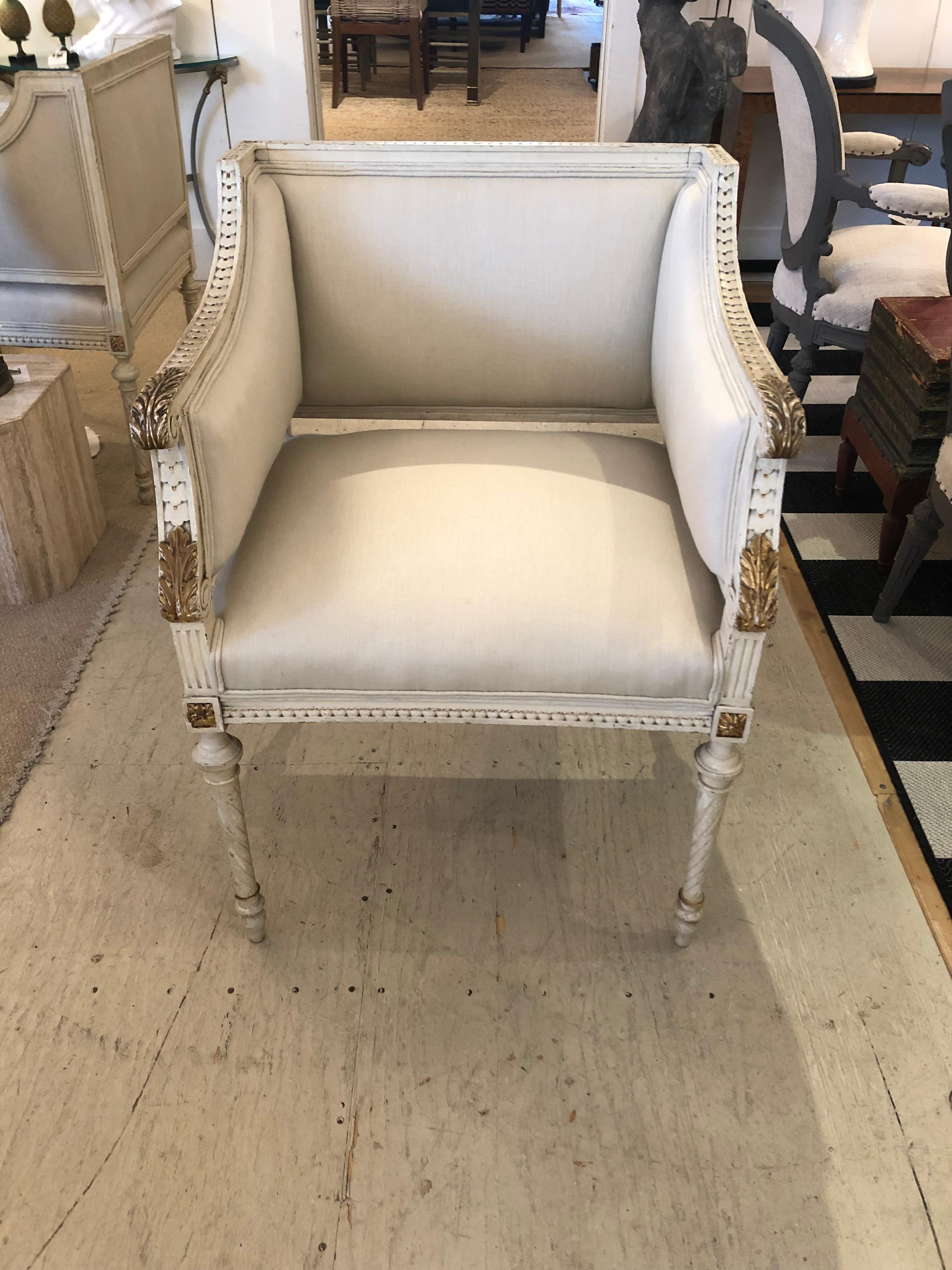 French Superb Pair of Paris Square Shaped Club Chairs