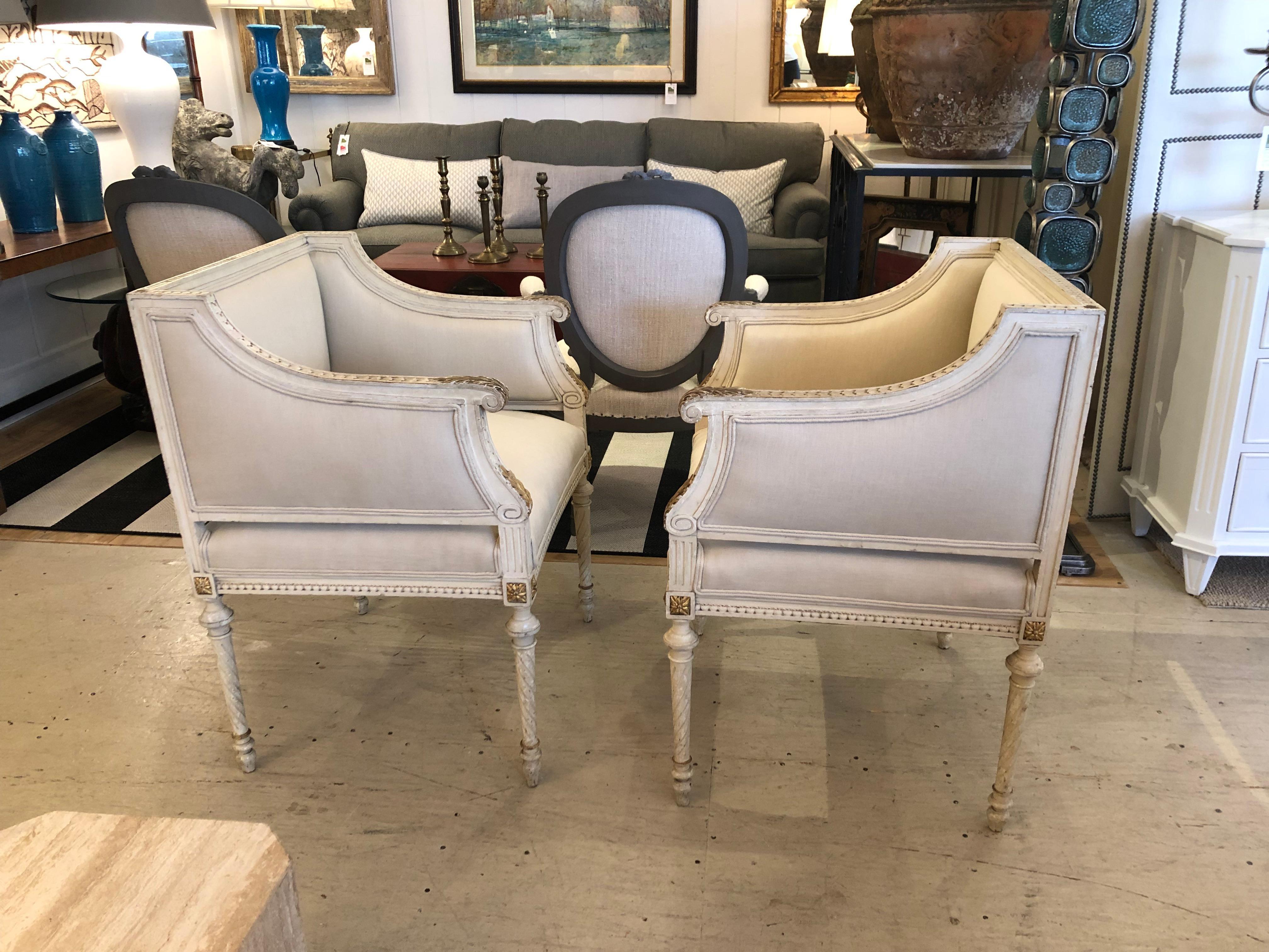 Superb Pair of Paris Square Shaped Club Chairs 1
