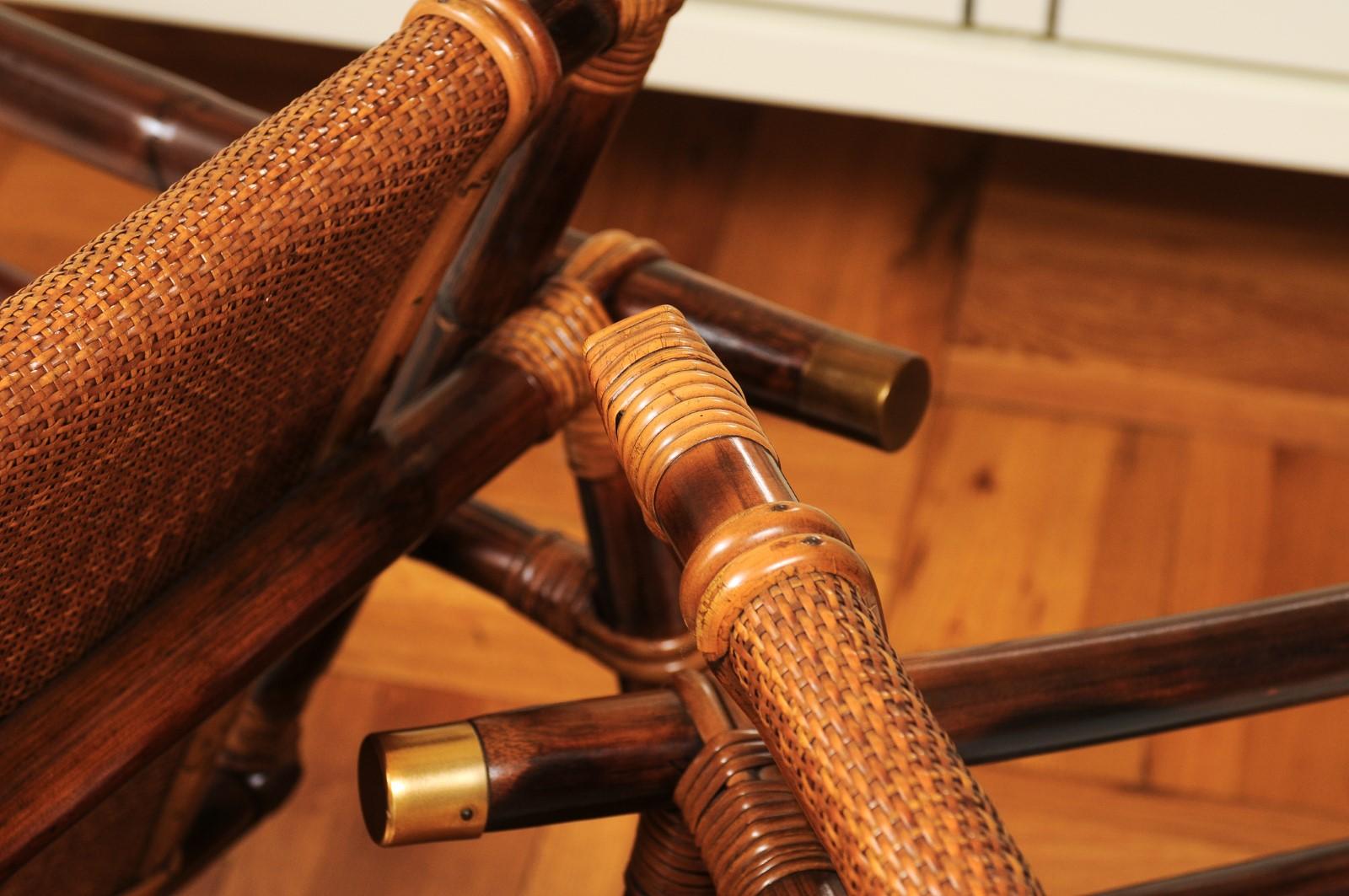 Superbe paire de fauteuils de salon en rotin, canne et laiton de John Wisner pour Ficks Reed en vente 12