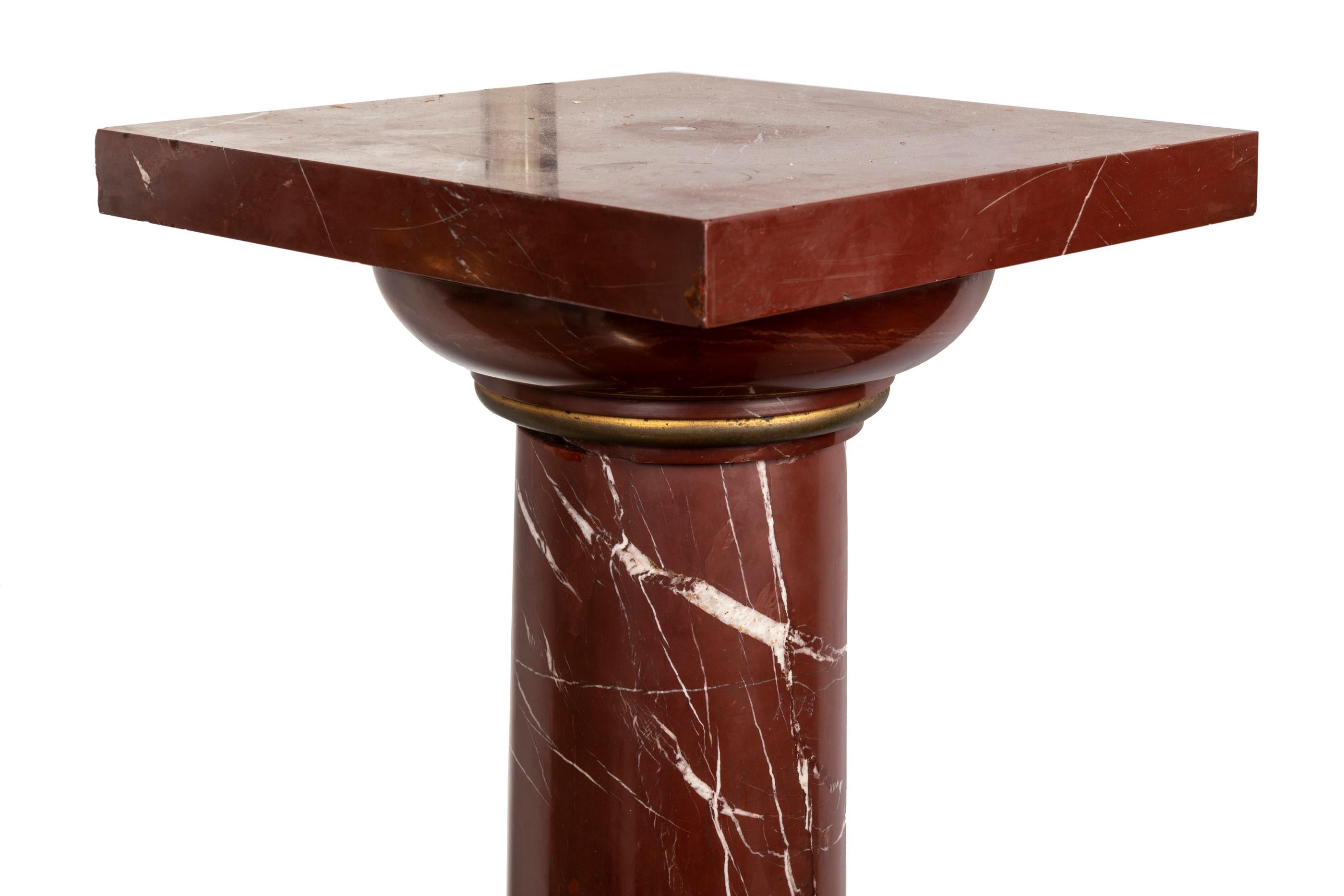 Neoclassical Superb Pair of Red Griotte Marble Columns, Pedestals, 20th Century, France For Sale