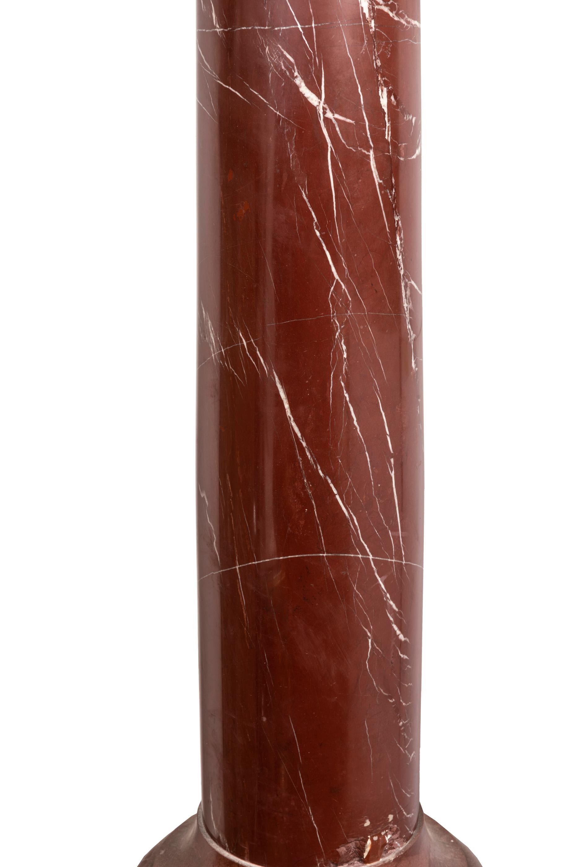 Superb Pair of Red Griotte Marble Columns, Pedestals, 20th Century, France In Good Condition For Sale In Saint-Ouen, FR