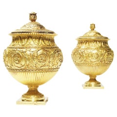 Superb Pair of Regency Silver-Gilt Sugar Vases and Covers