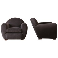 Superb Pair of Round Club Chairs, Upholstered in Pure Alpaca
