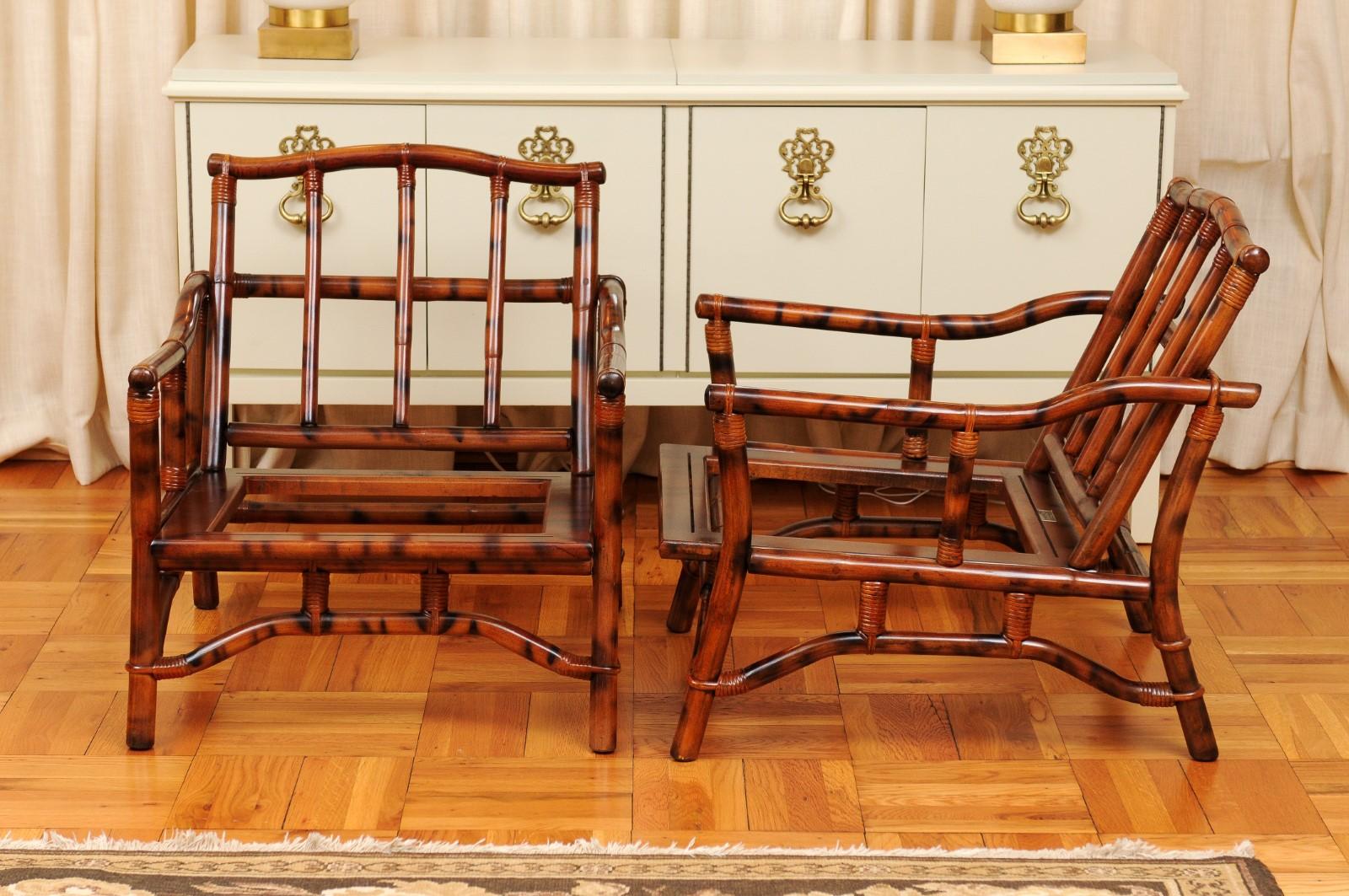Superb Pair of Tortoiseshell Pagoda Loungers by John Wisner for Ficks Reed For Sale 4