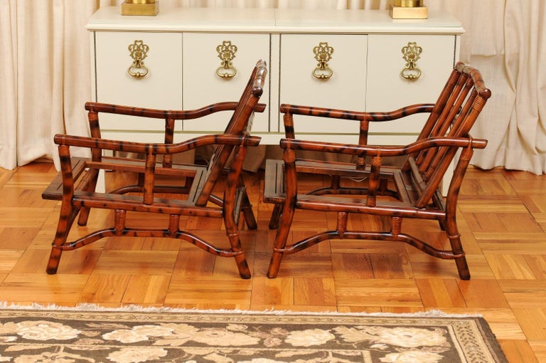 Superb Pair of Tortoiseshell Pagoda Loungers by John Wisner for Ficks Reed For Sale 5