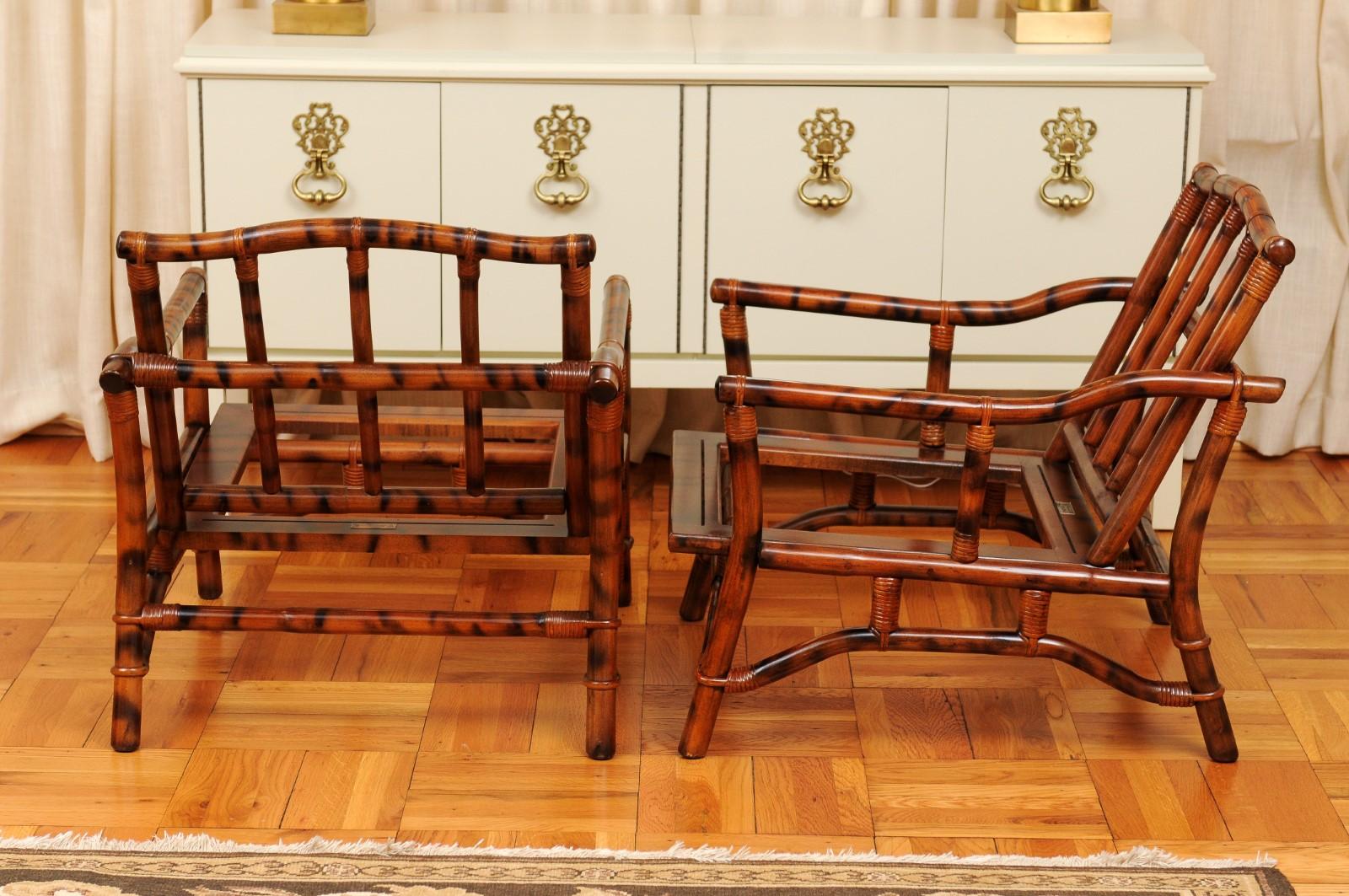 Superb Pair of Tortoiseshell Pagoda Loungers by John Wisner for Ficks Reed For Sale 6