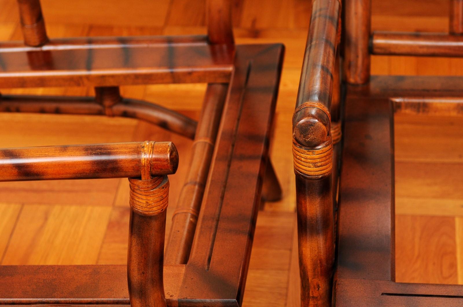 Superbe paire de fauteuils pagodes façon écailles de John Wisner pour Ficks Reed en vente 9