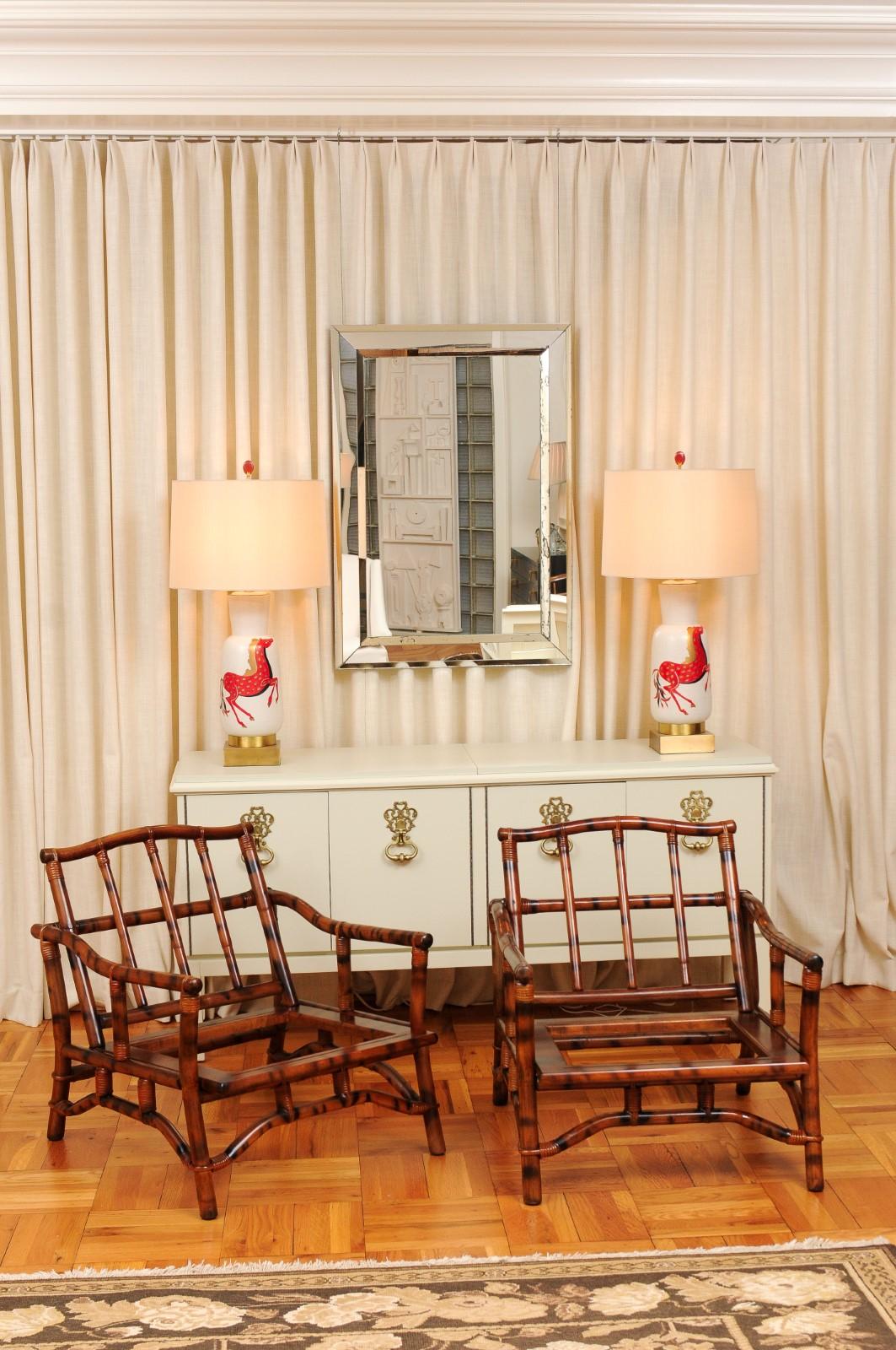 Mid-Century Modern Superbe paire de fauteuils pagodes façon écailles de John Wisner pour Ficks Reed en vente