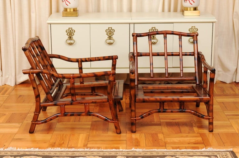 Superb Pair of Tortoiseshell Pagoda Loungers by John Wisner for Ficks Reed In Excellent Condition For Sale In Atlanta, GA