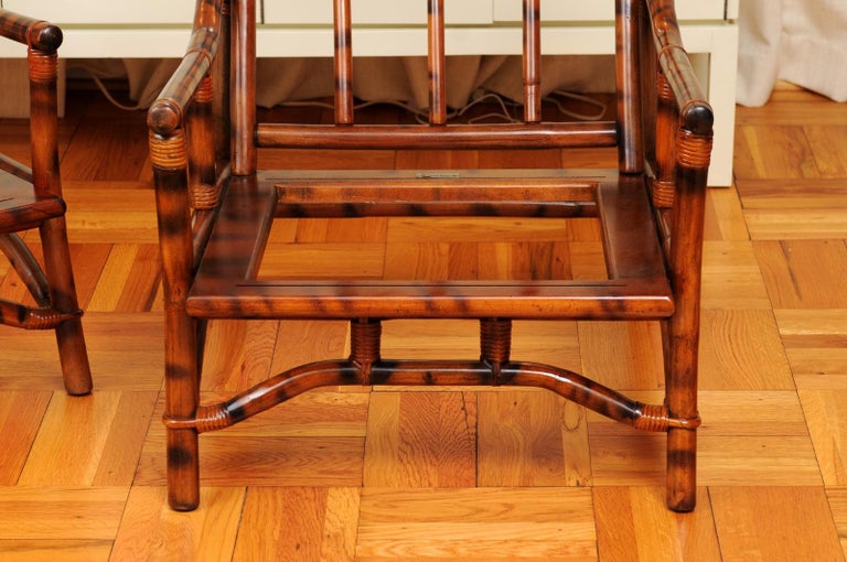 Rattan Superb Pair of Tortoiseshell Pagoda Loungers by John Wisner for Ficks Reed For Sale