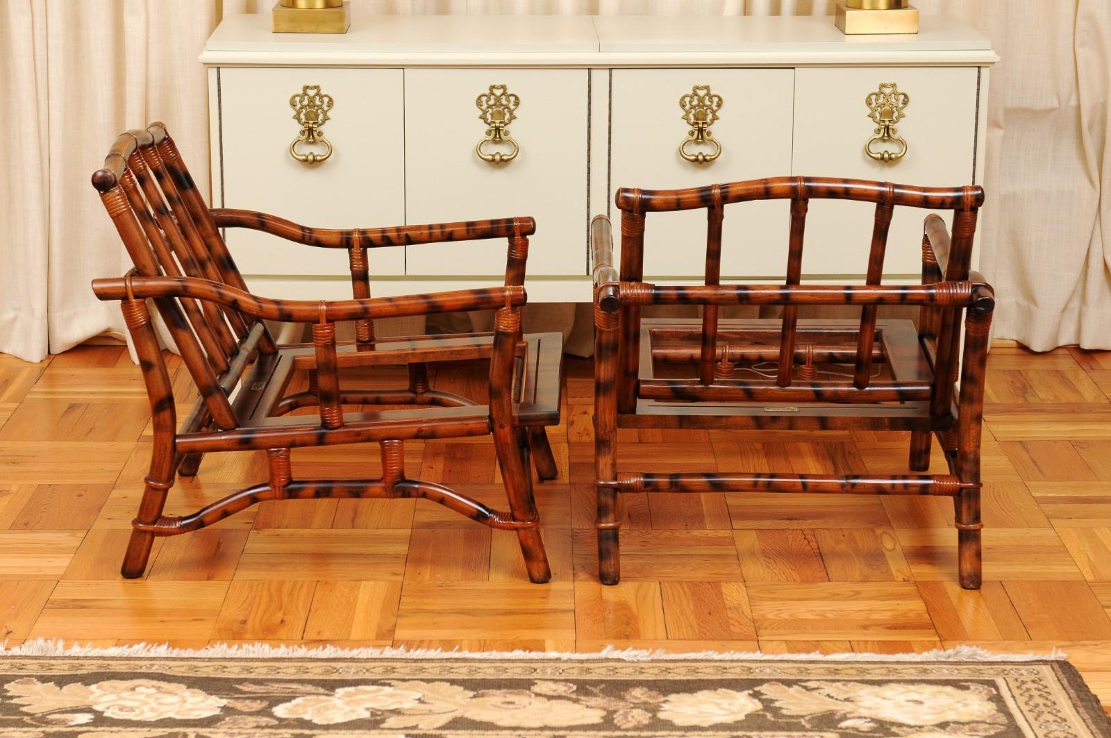 Superb Pair of Tortoiseshell Pagoda Loungers by John Wisner for Ficks Reed For Sale 2