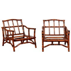 Superbe paire de fauteuils pagodes façon écailles de John Wisner pour Ficks Reed