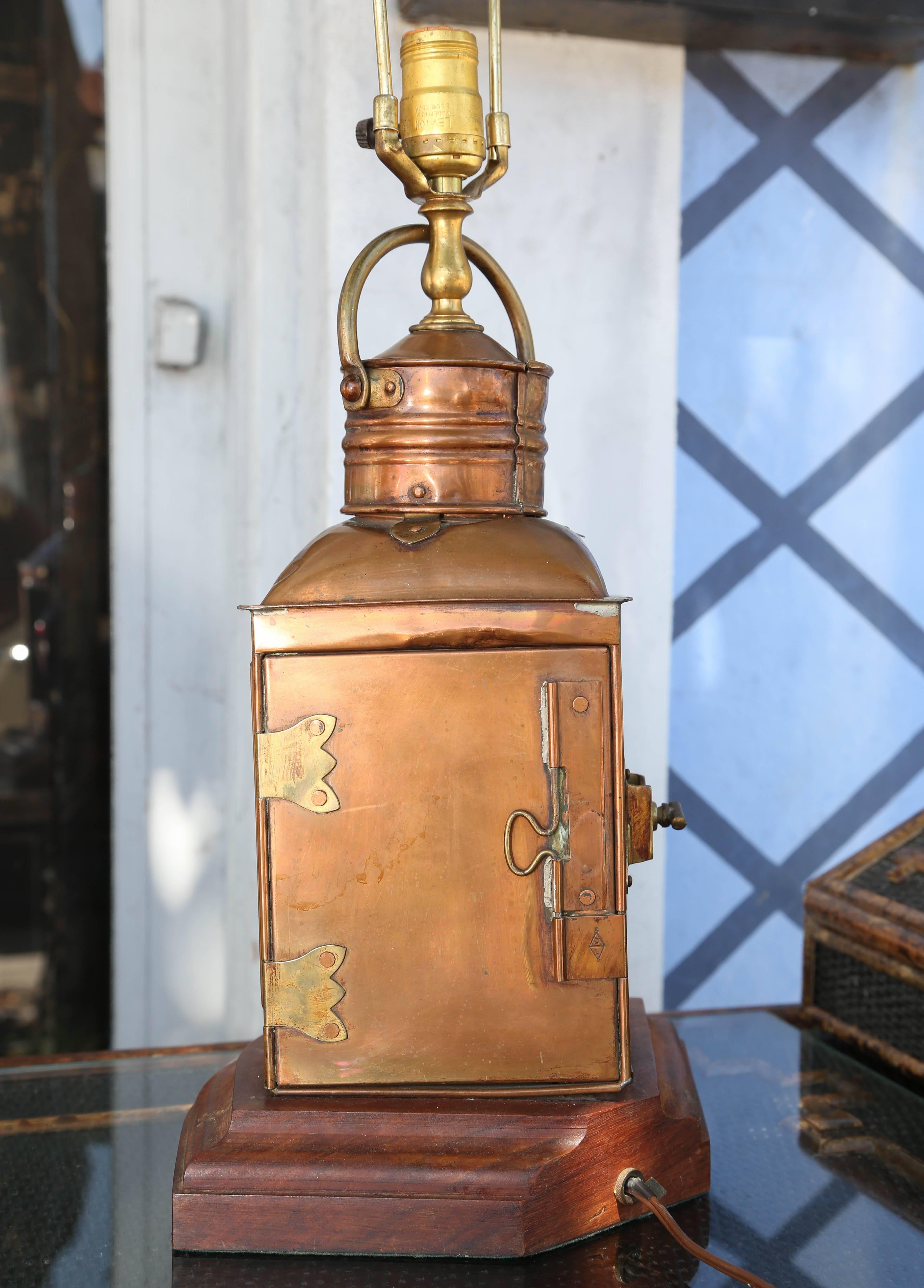 Superb Pair of Vintage Copper Ship Light Lamps 2