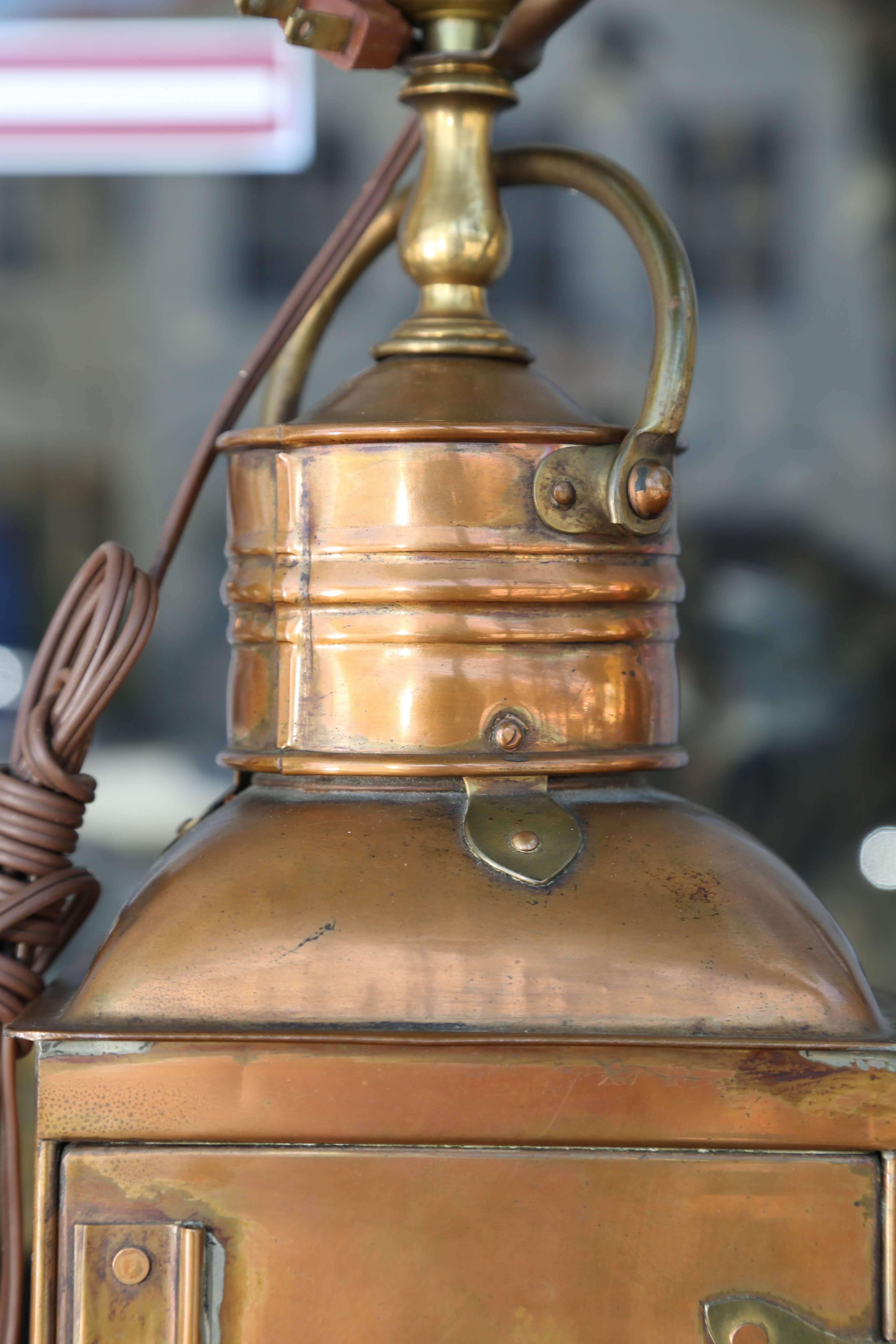 Superb Pair of Vintage Copper Ship Light Lamps 3