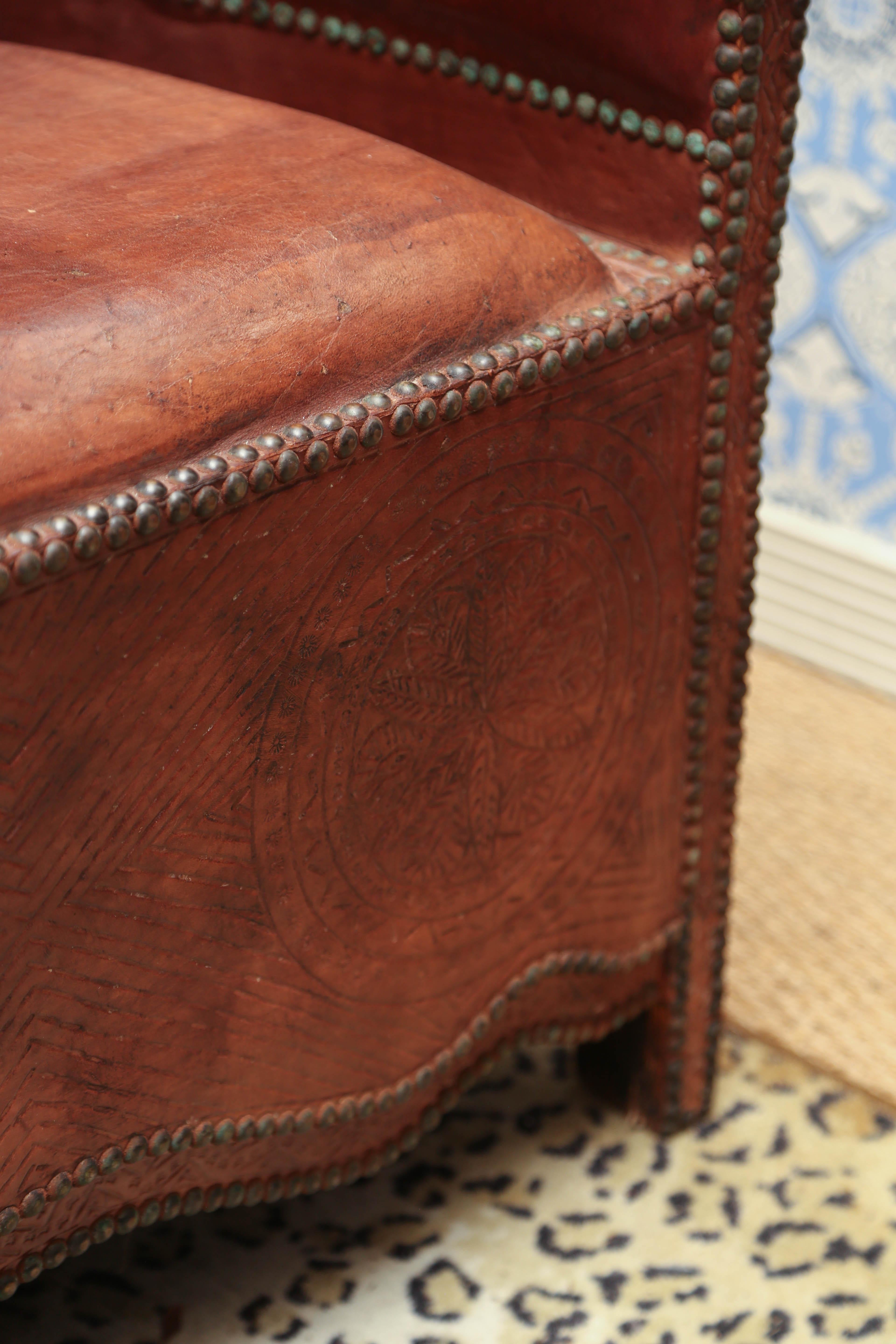 vintage leather barrel chair