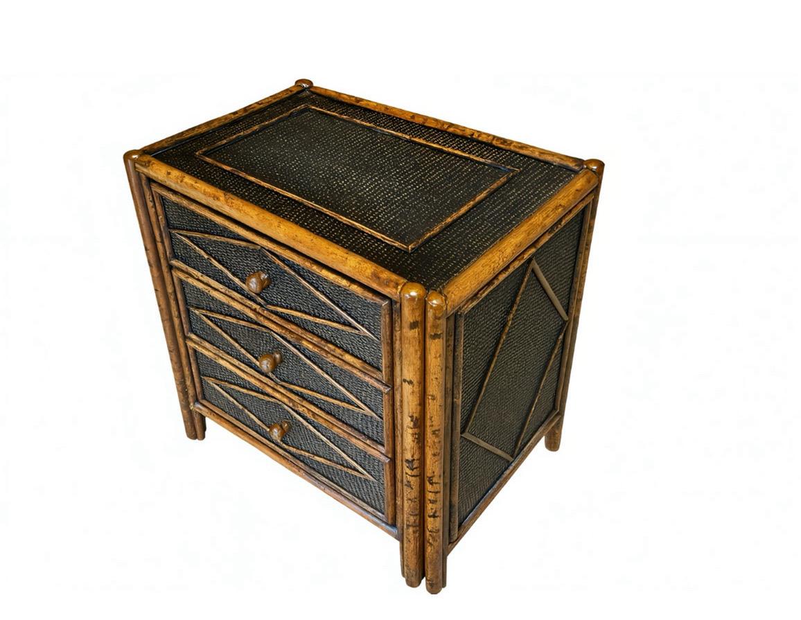 Superb Pair of Weathered Ebenholz Cane und Schildpatt Bamboo Small Chests (amerikanisch) im Angebot