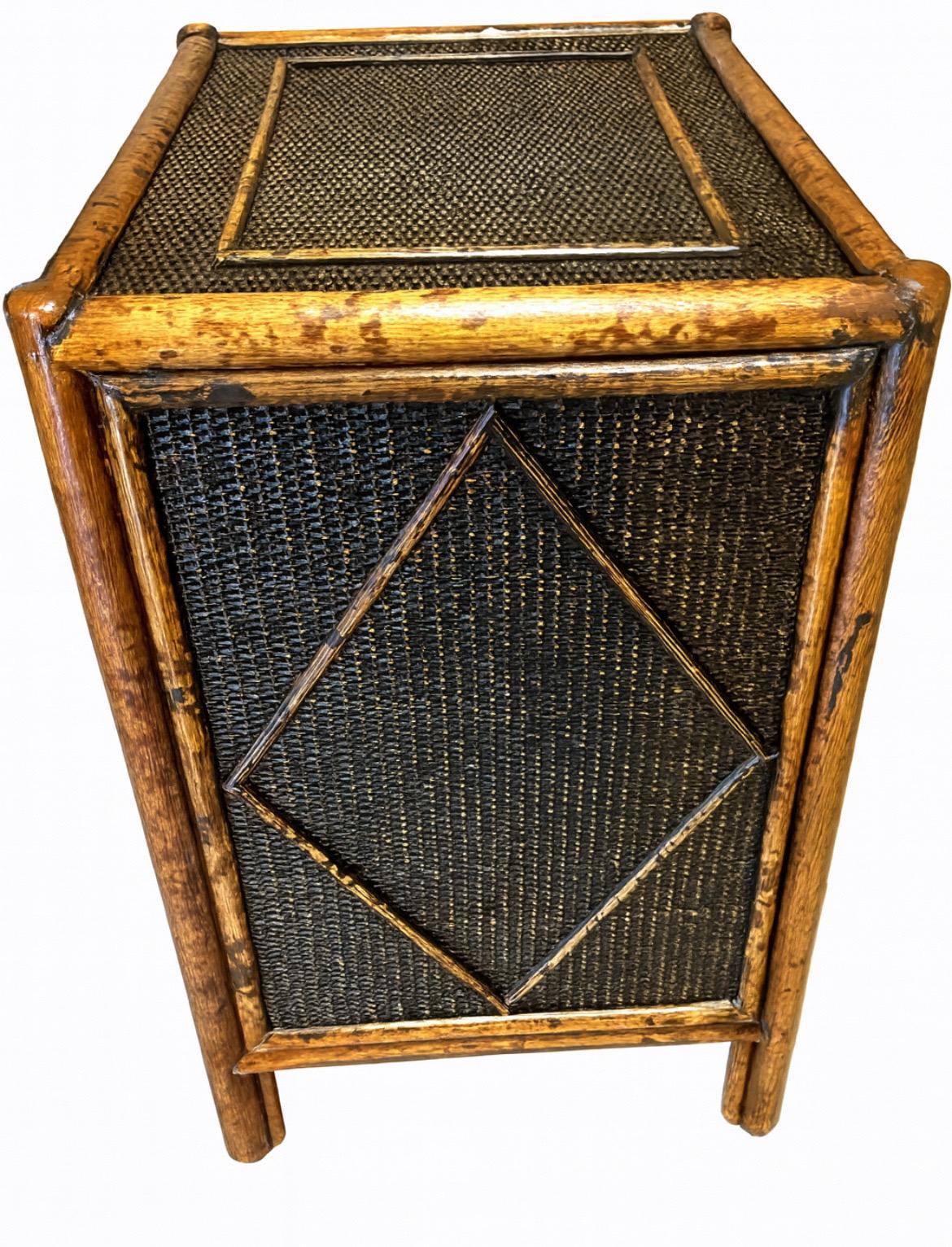 Superb Pair of Weathered Ebenholz Cane und Schildpatt Bamboo Small Chests im Angebot 1