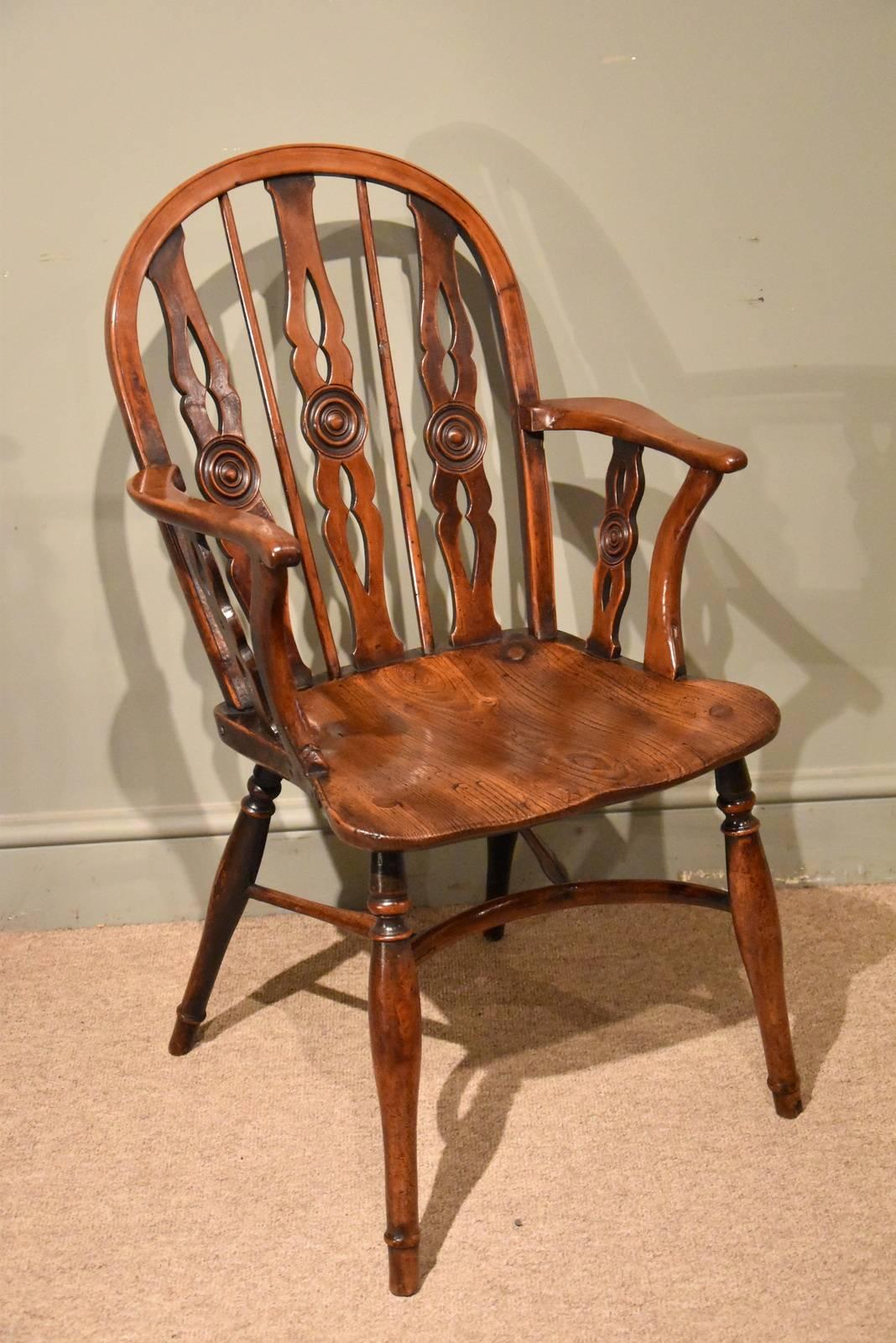 Mid-19th Century Superb Pair of Yew Wood, 'Draught Back' Windsor Armchairs