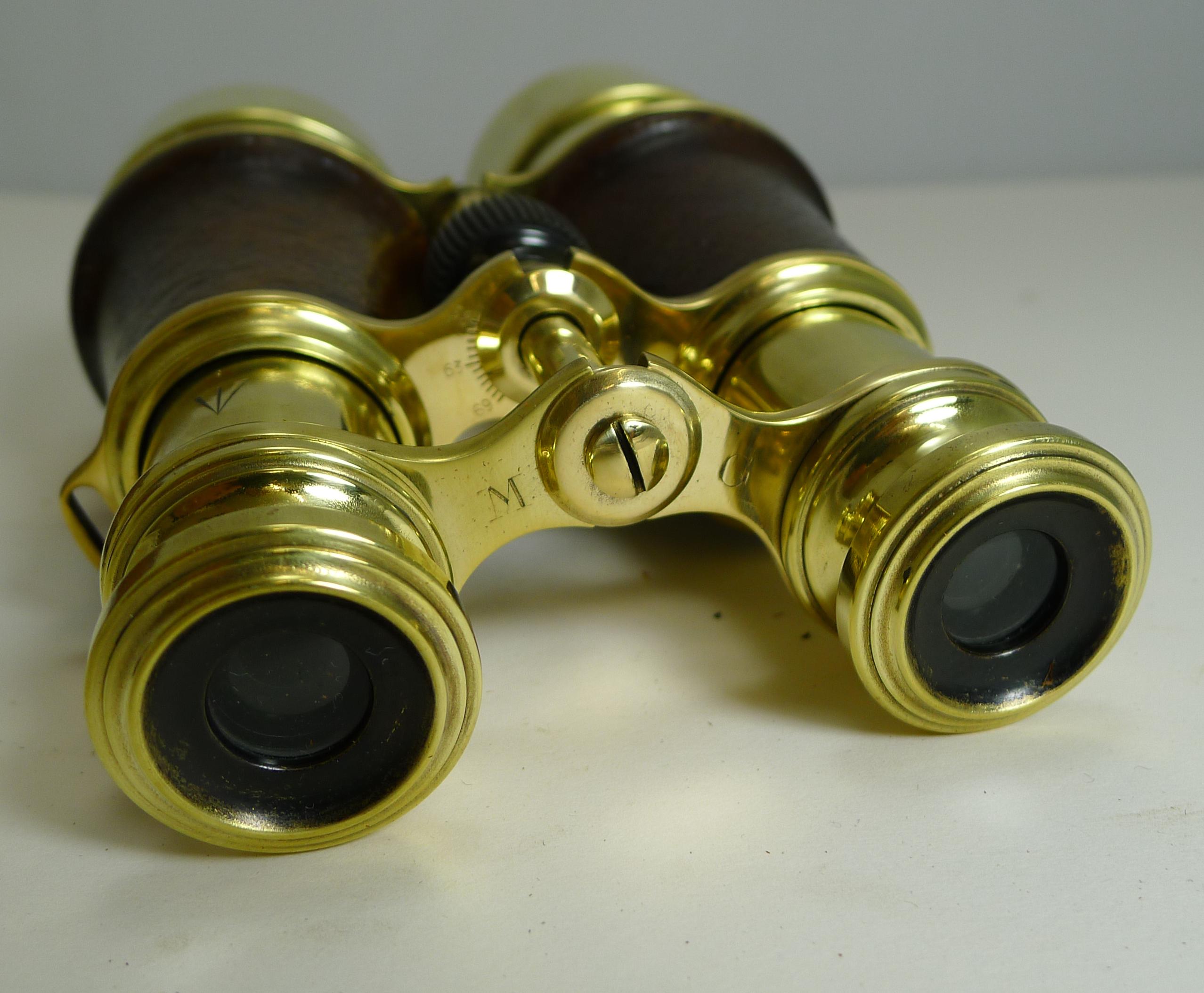 English Superb Pair of WWI Binoculars and Case, British Officer's Issue, 1918