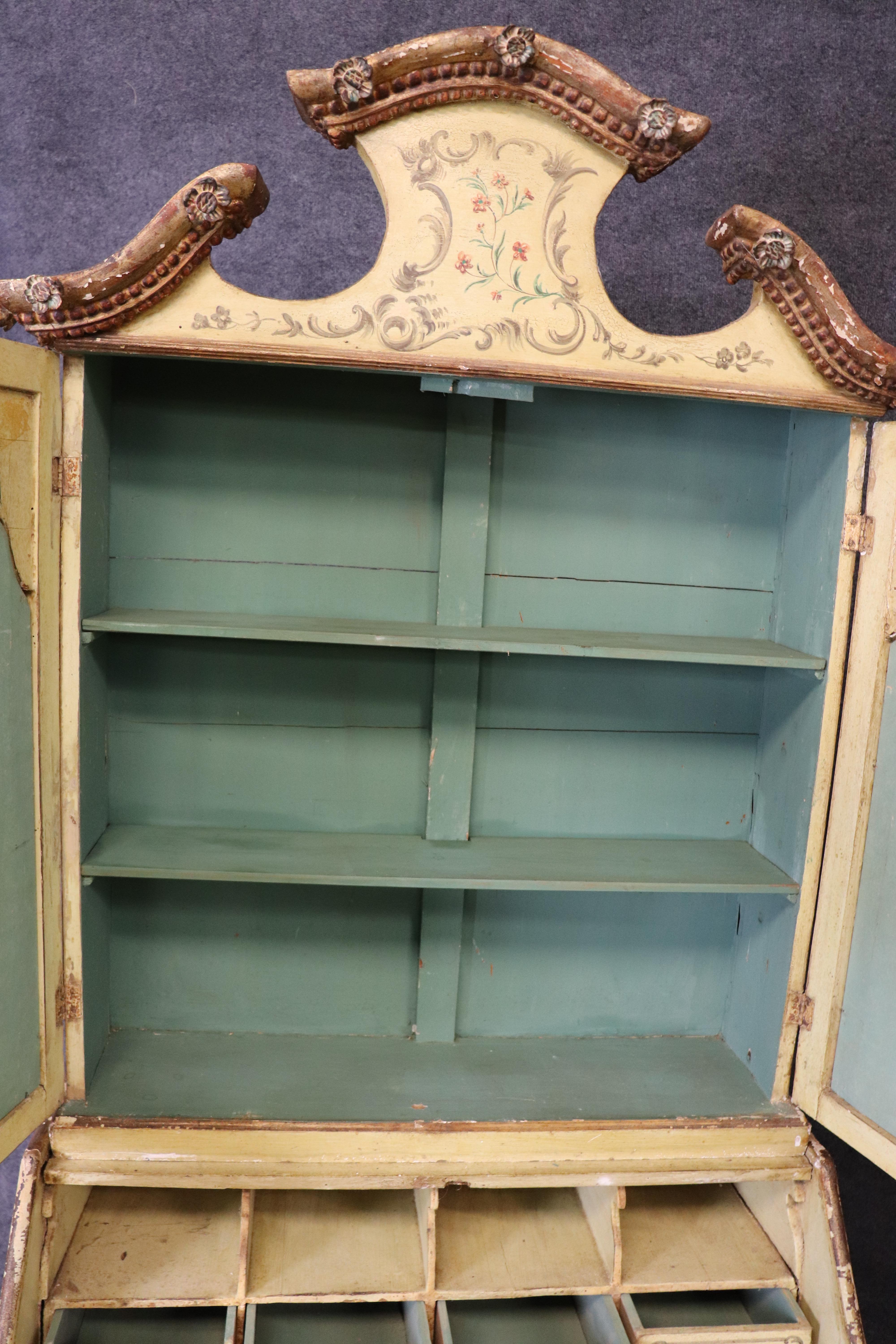Espléndido escritorio de secretaria decorado con pintura italiana de la época de 1780 en venta 1