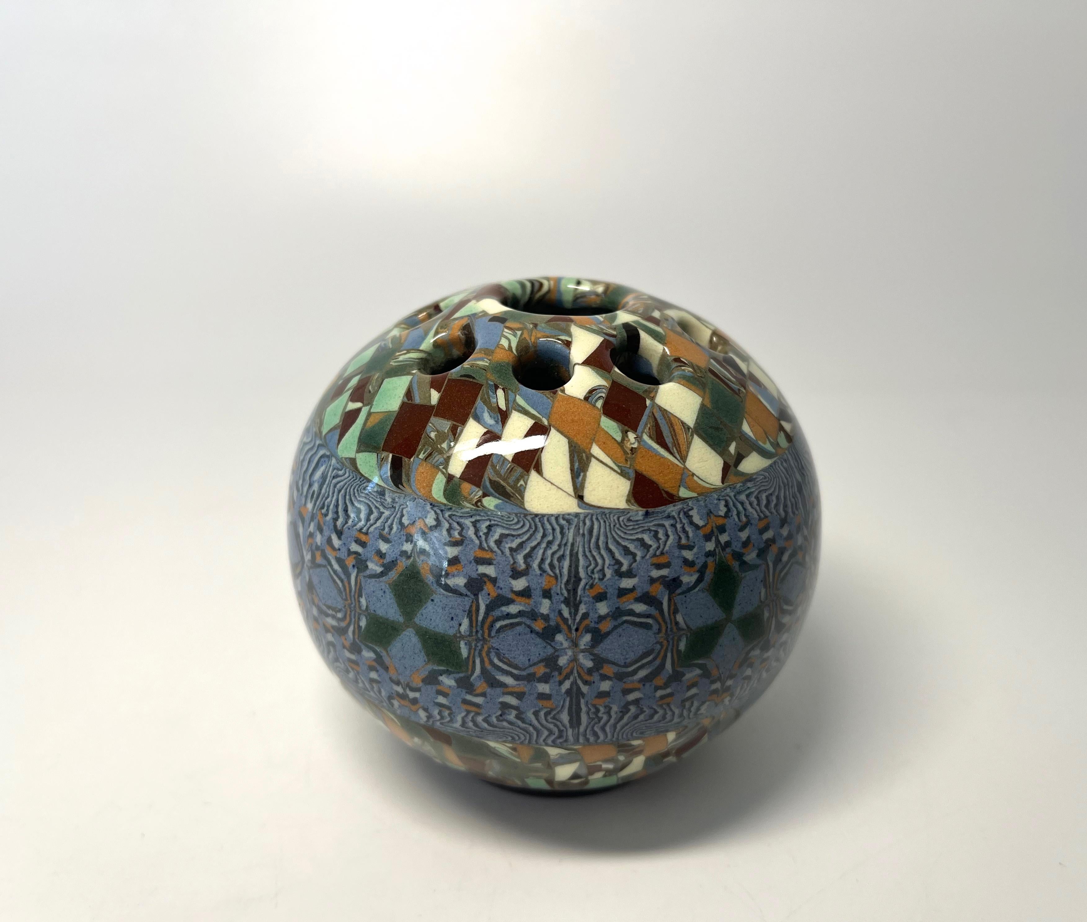 Mid-Century Modern Superb Petit Jean Gerbino, Vallauris, France, Ceramic Mosaic Posy Potpourri Vase For Sale