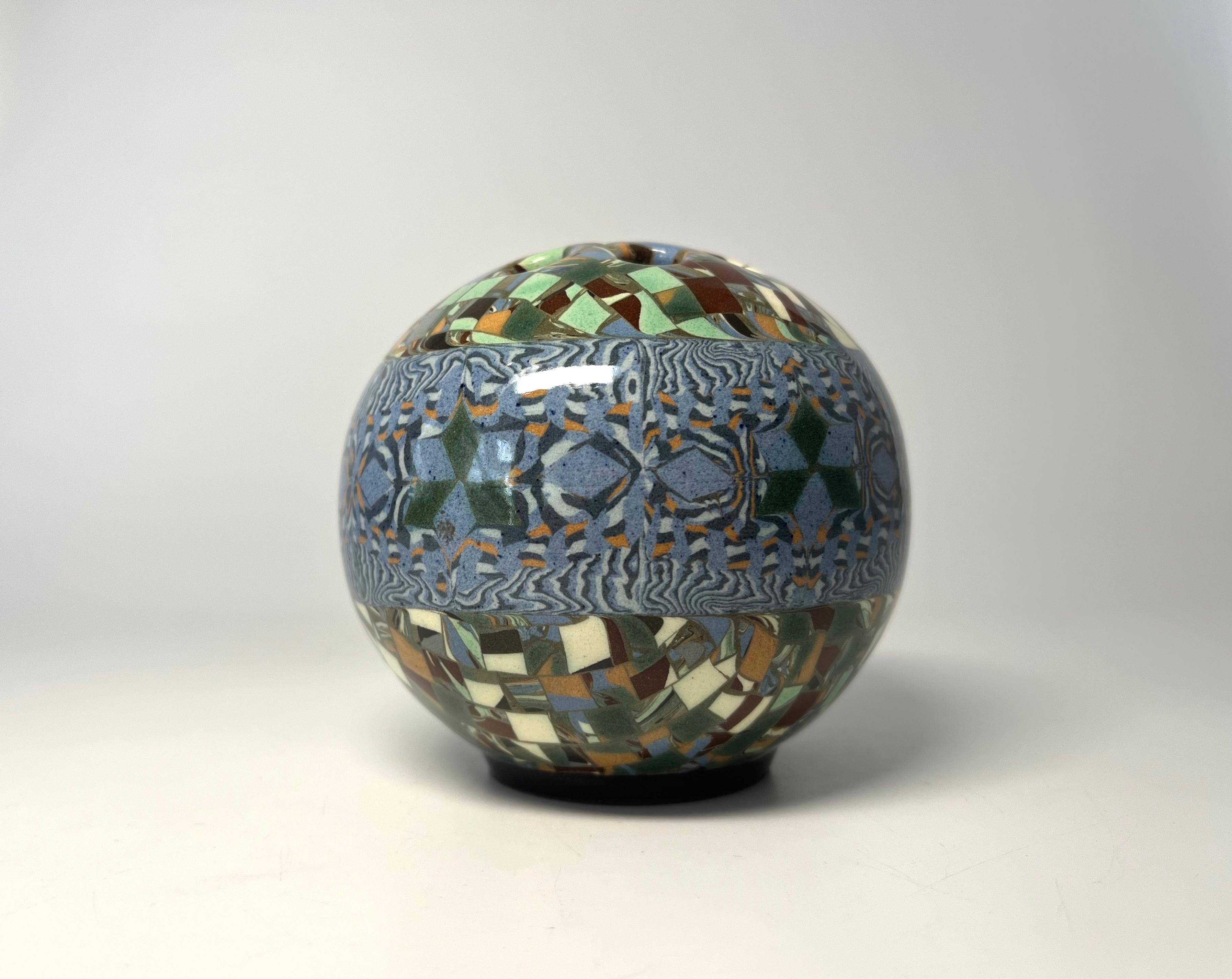 French Superb Petit Jean Gerbino, Vallauris, France, Ceramic Mosaic Posy Potpourri Vase For Sale